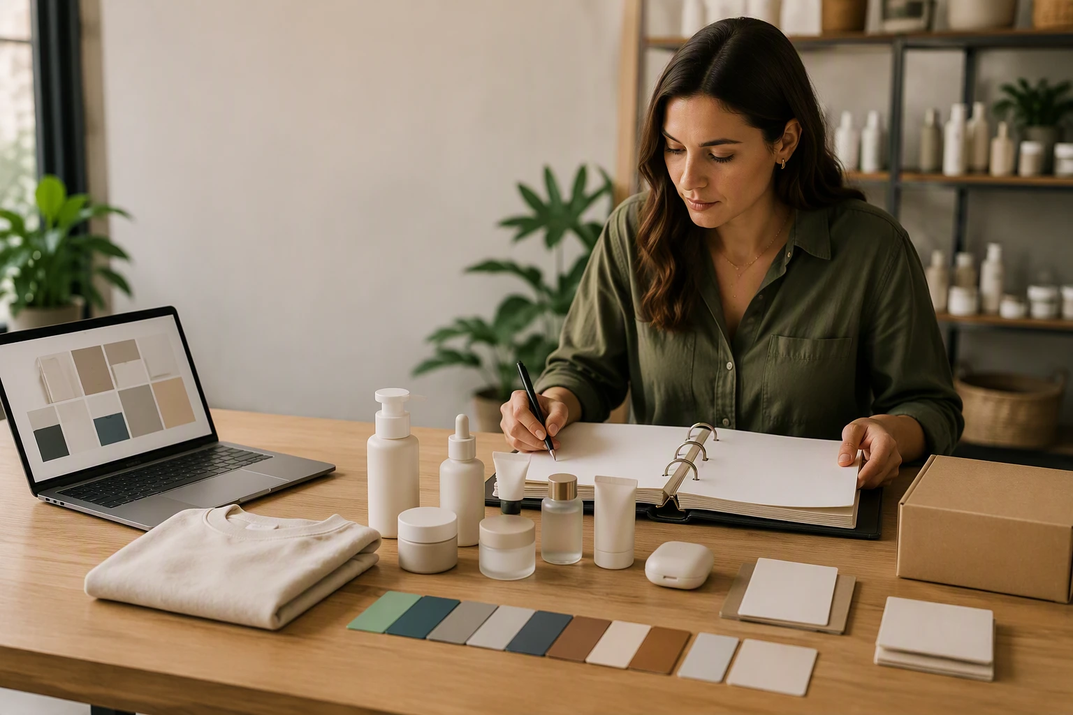 Merchandiser aligning product specs with D2C samples