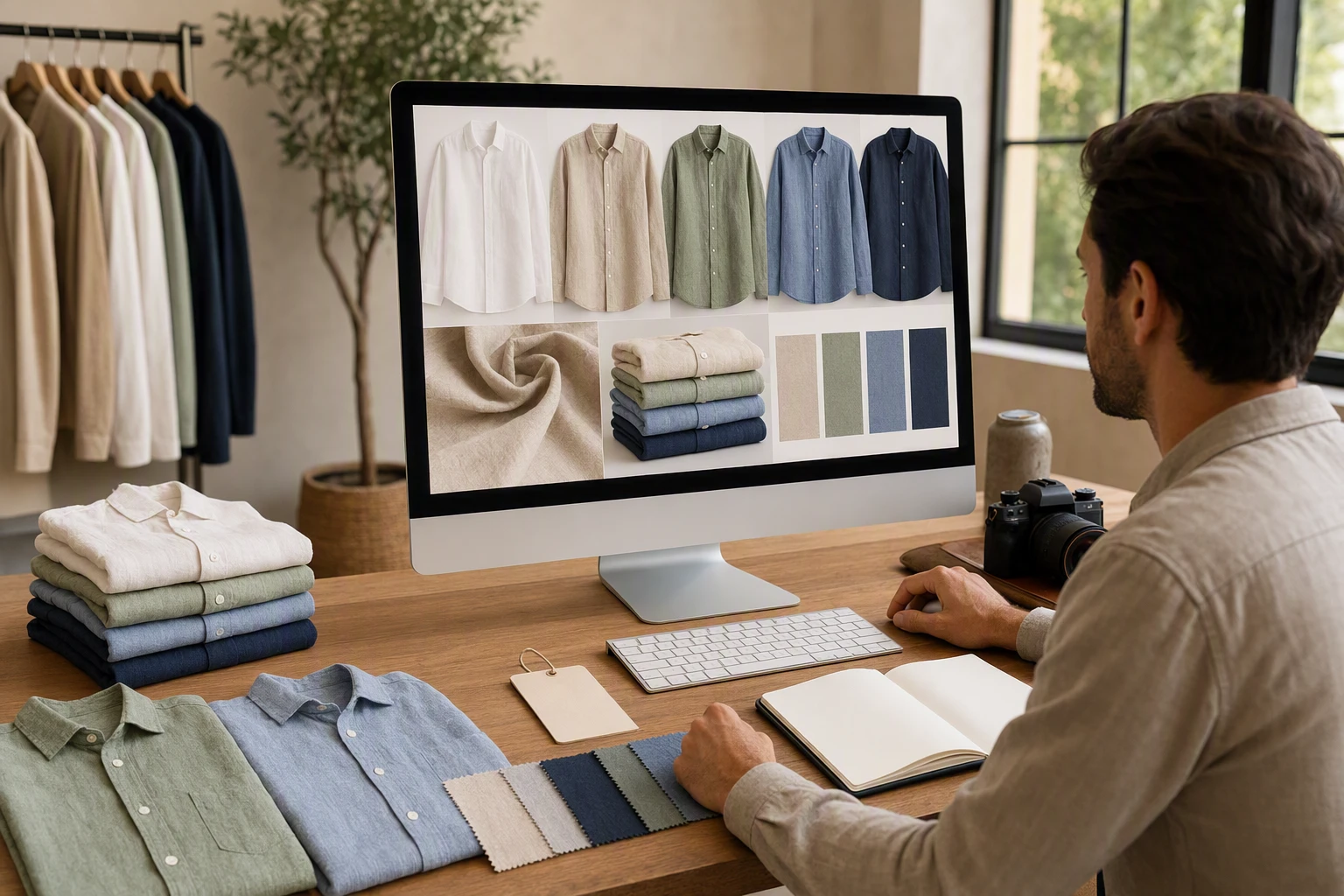 Merchant inspecting apparel variant fields on desktop