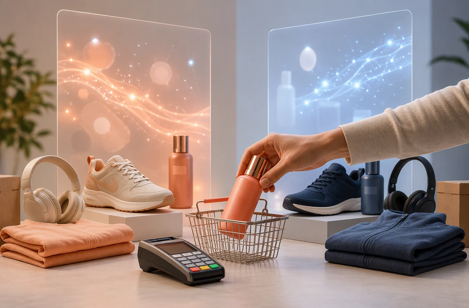 Side-by-side retail chatbot comparison split layout