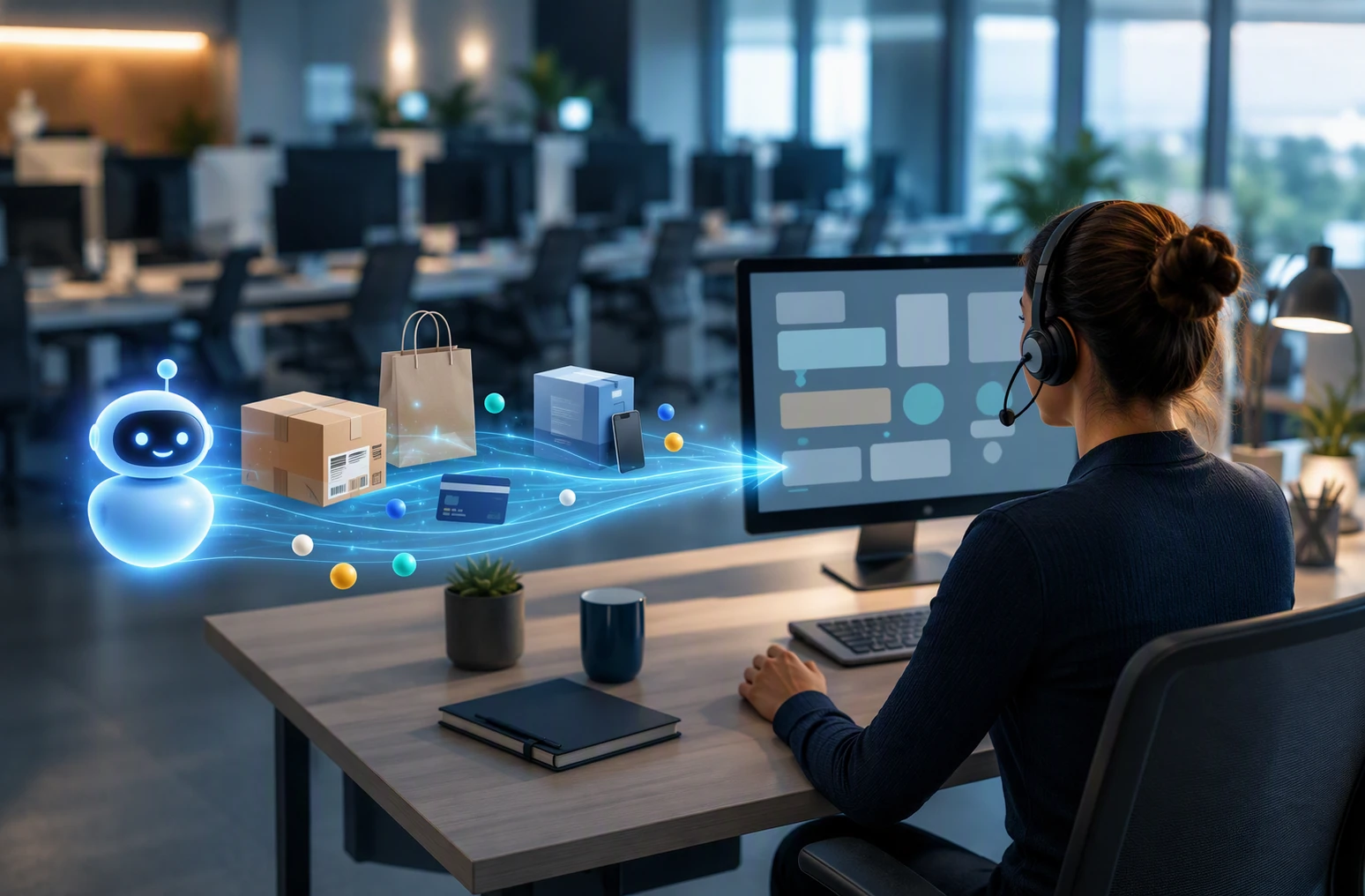 Support agent reviewing chatbot order context
