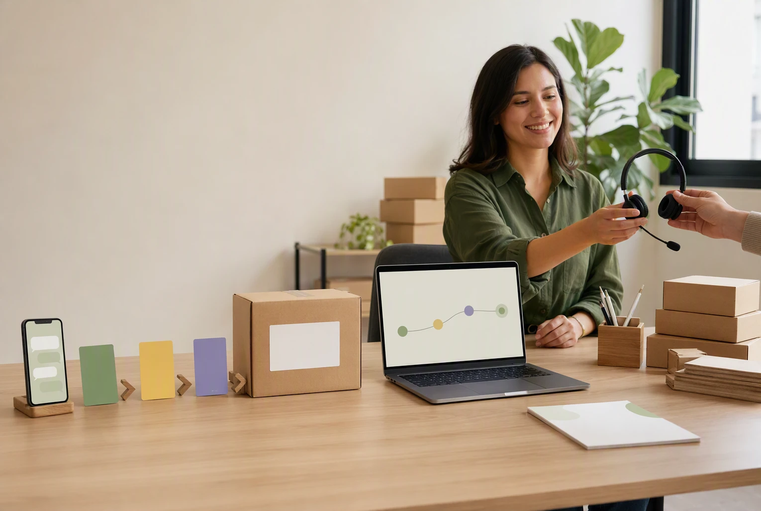 A clean flowchart of chatbot order lookup and staff handoff