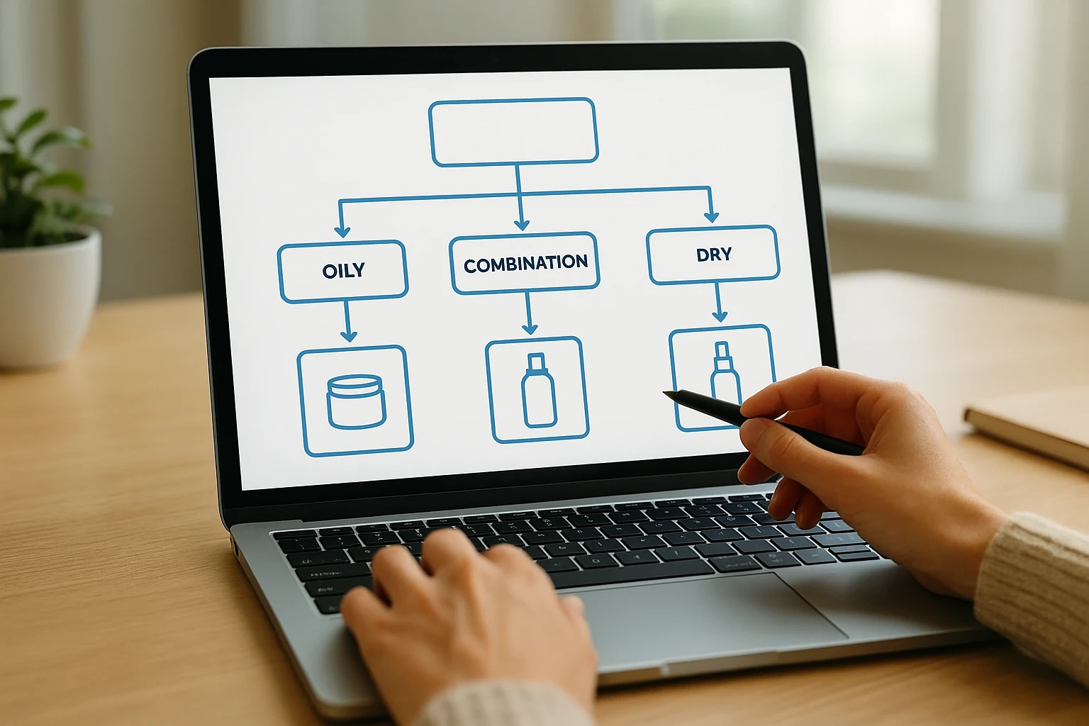Skincare quiz answers flowing into product match flowchart