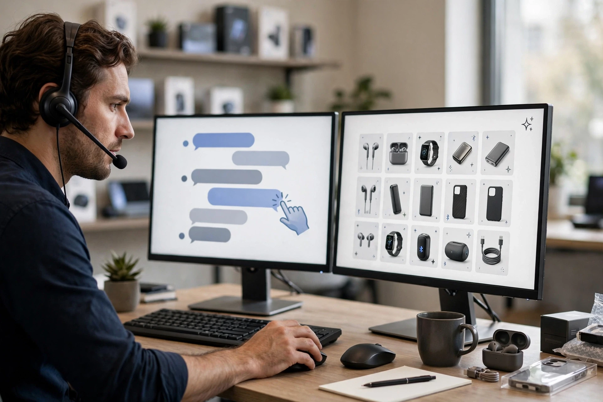 Support agent monitoring a live order dashboard