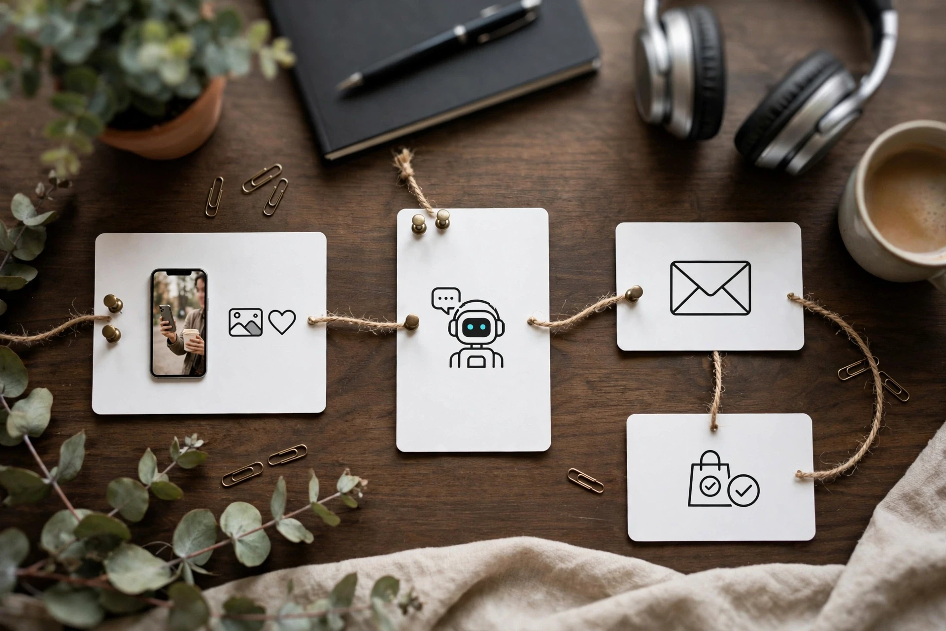 A shopper journey flowchart with three touchpoints