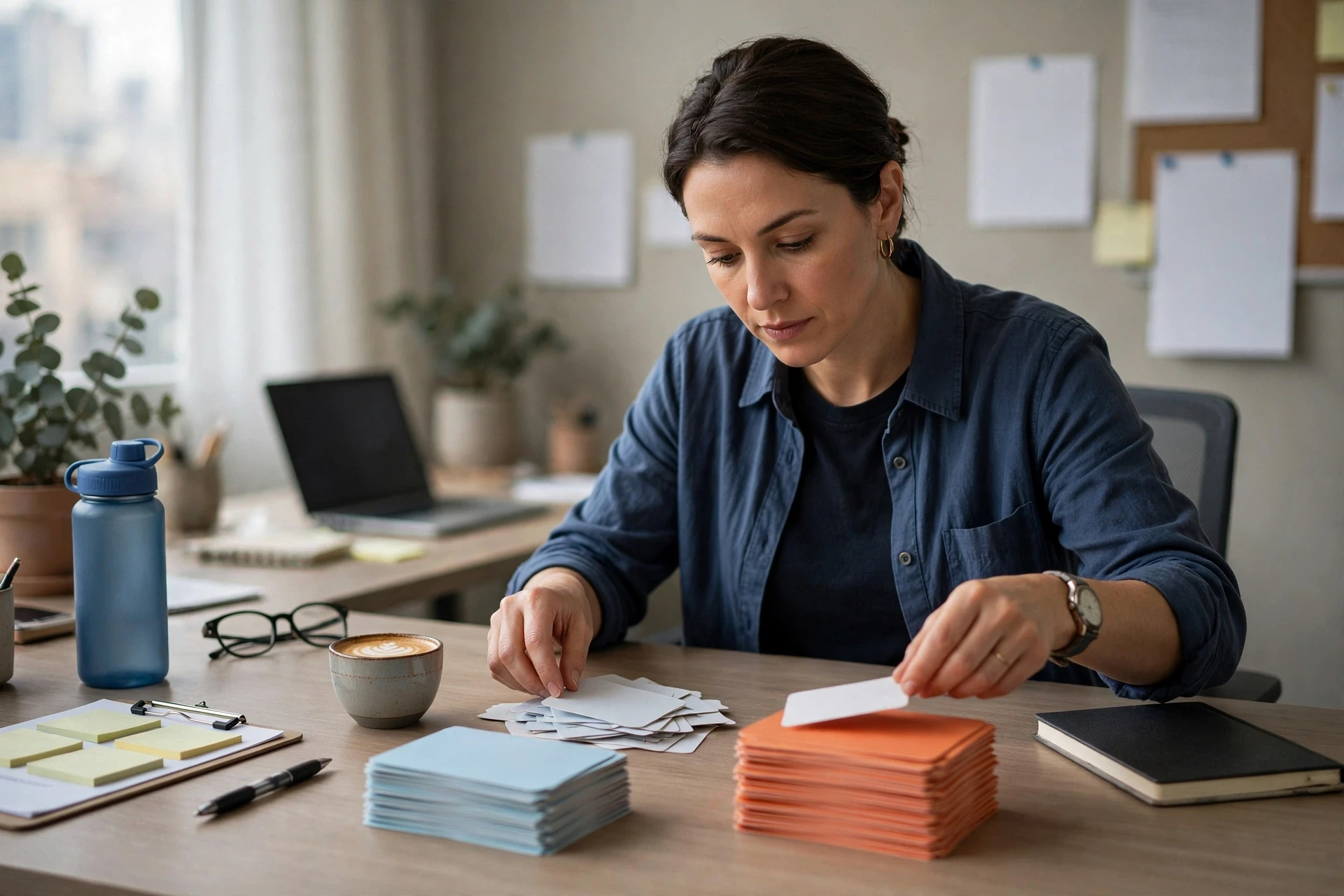 Support lead sorting customer query cards into stacks