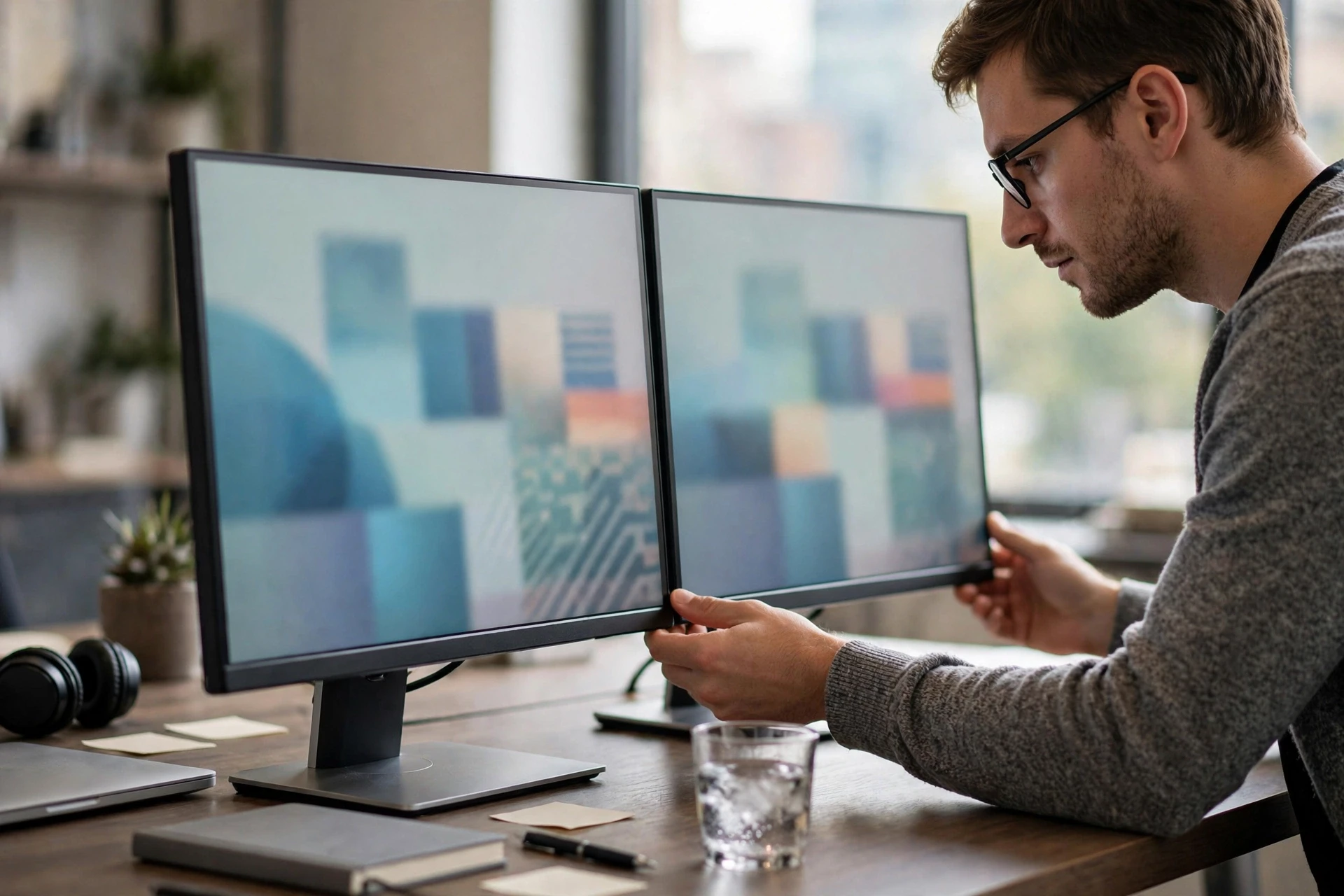 Two analysts comparing revenue dashboards side by side