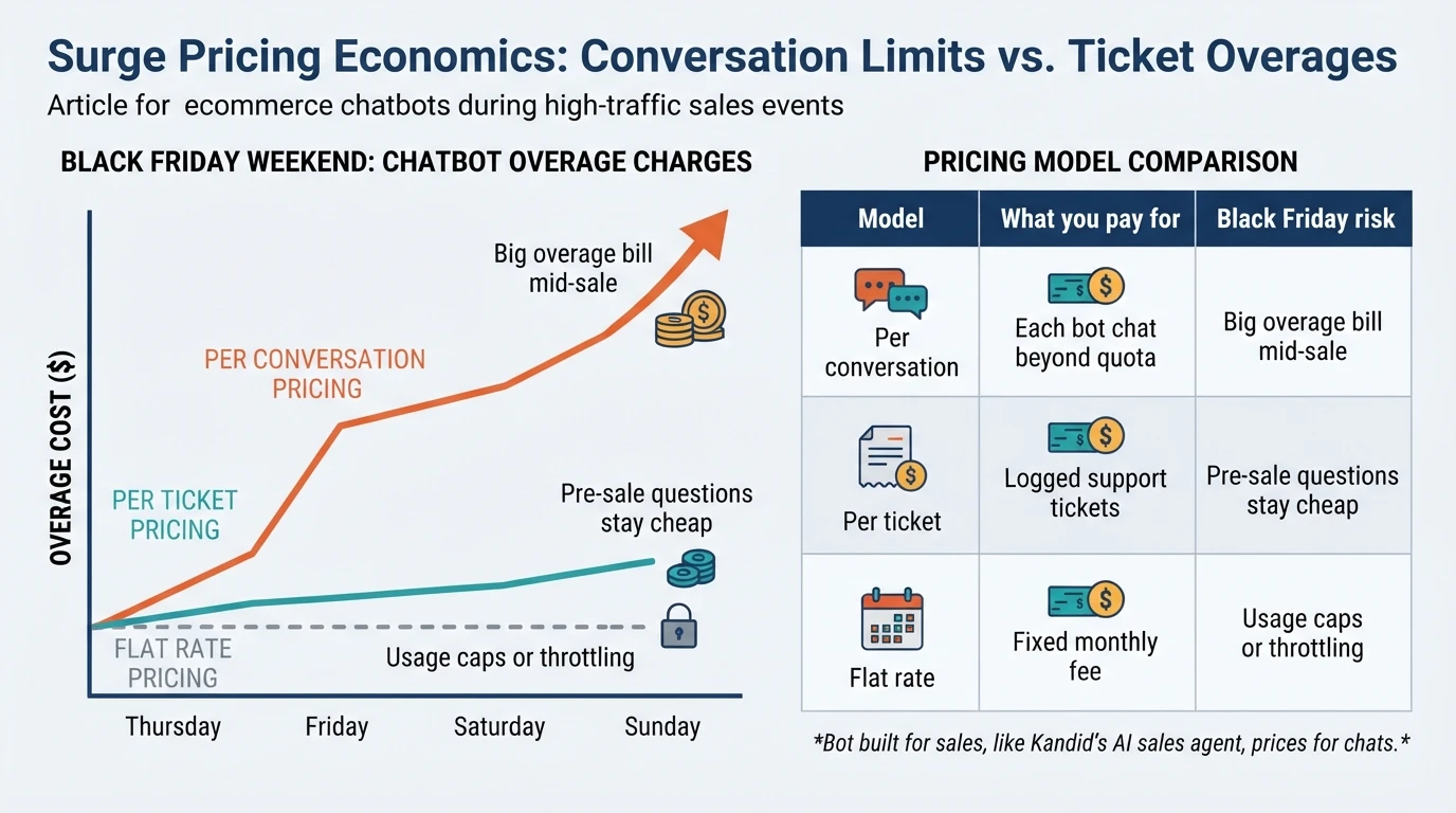 Chart comparing chatbot surge pricing overage costs