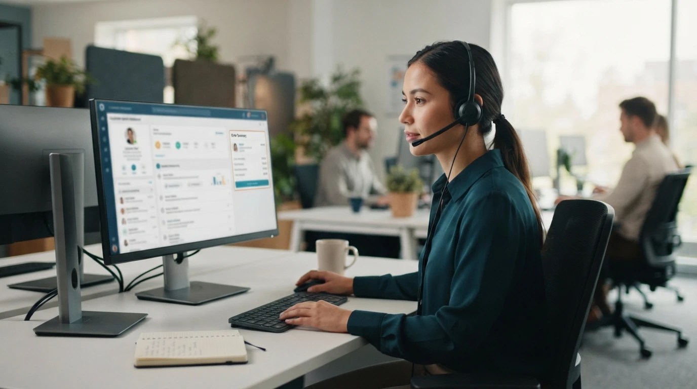 Support agent reviewing customer order details