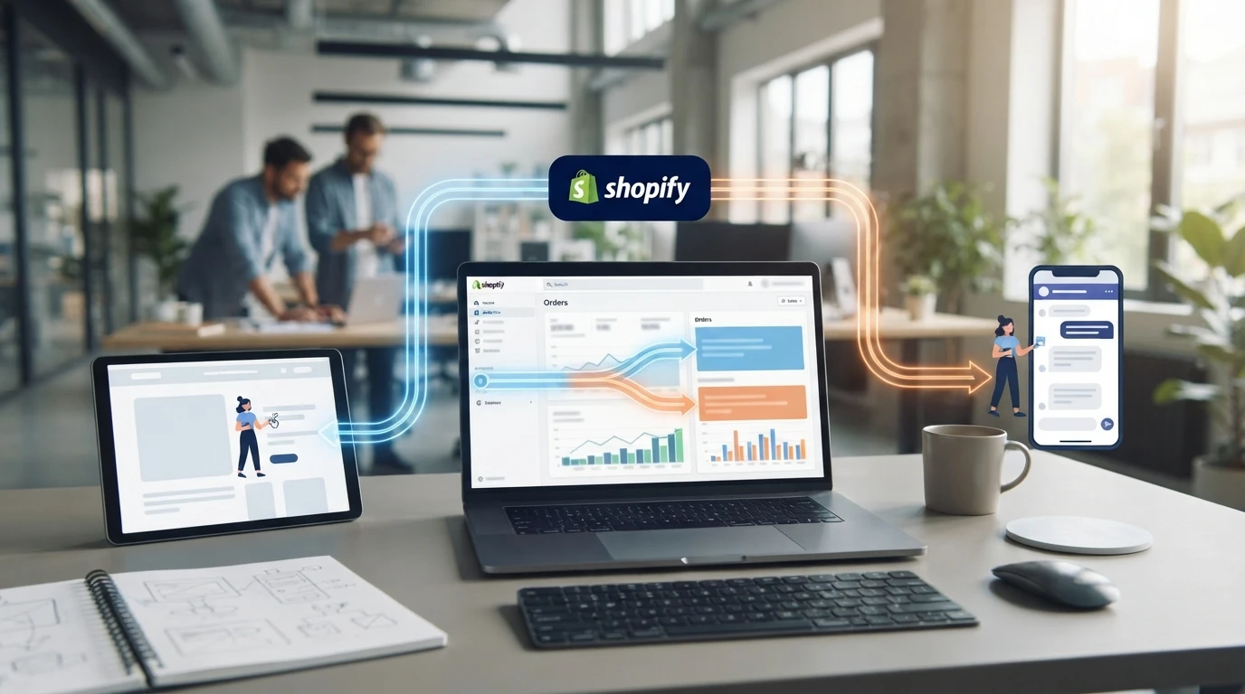 Shopper journey workflow on digital screen