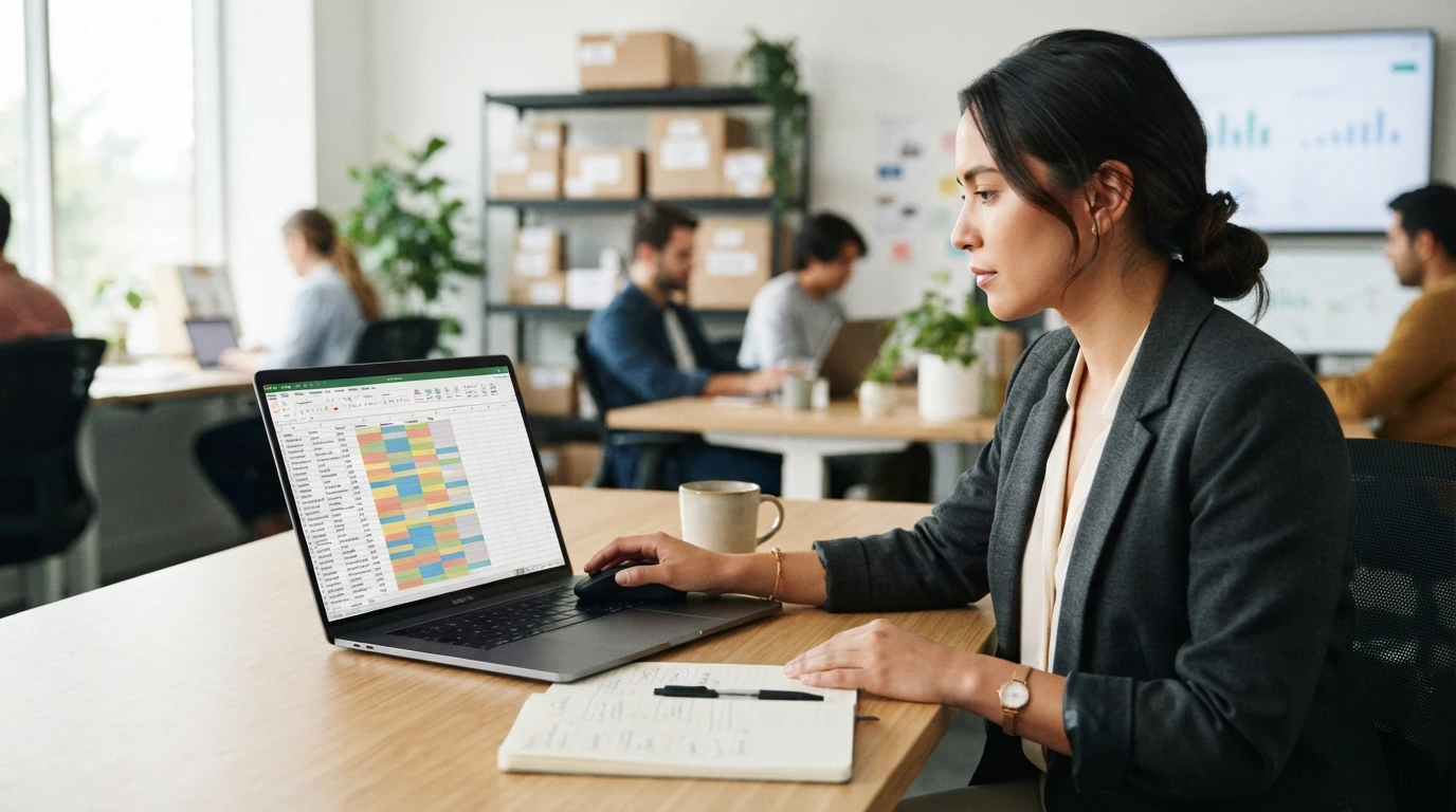 Marketing manager organizing digital tracking data