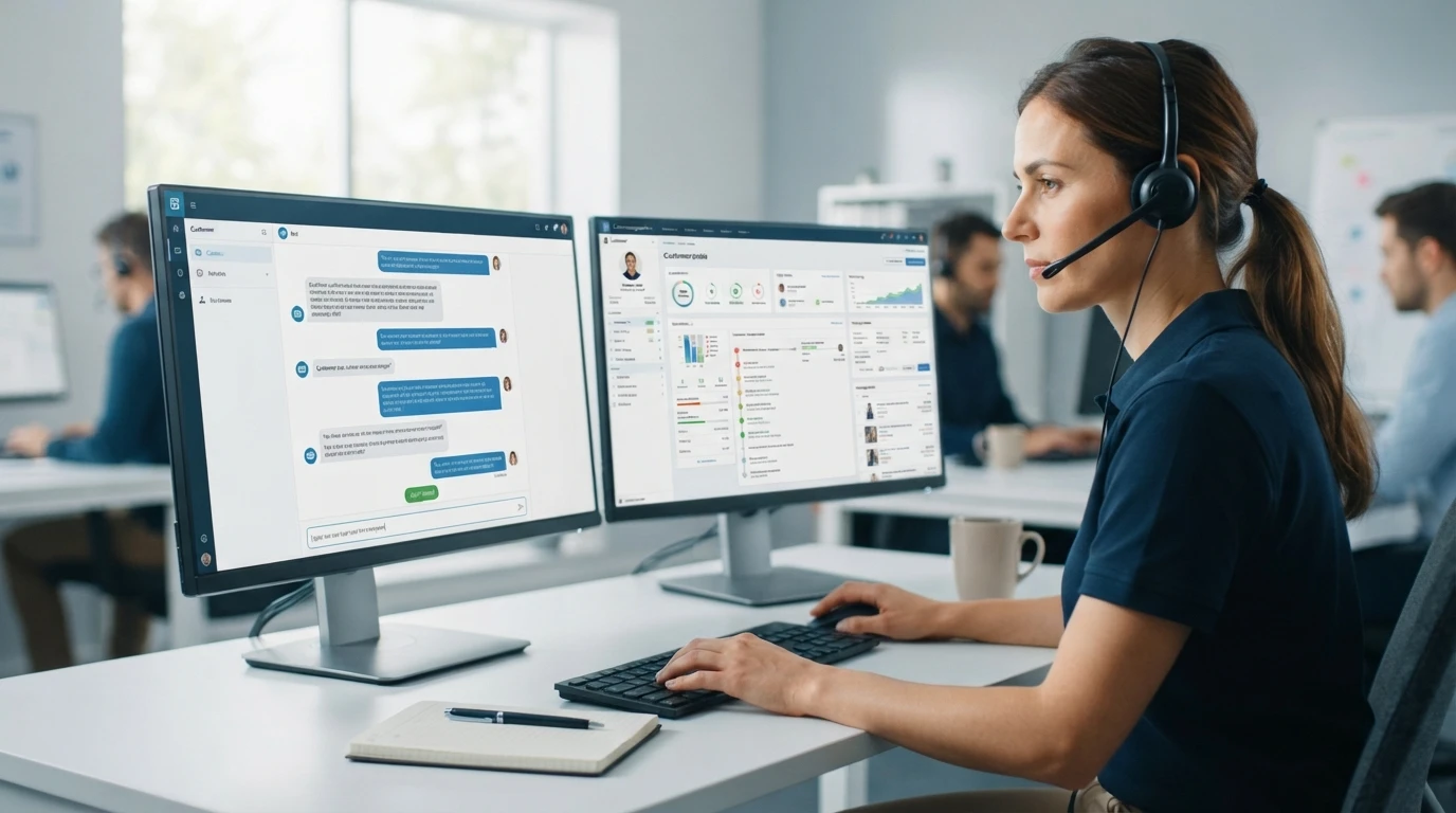 Support agent reviewing live chat conversation