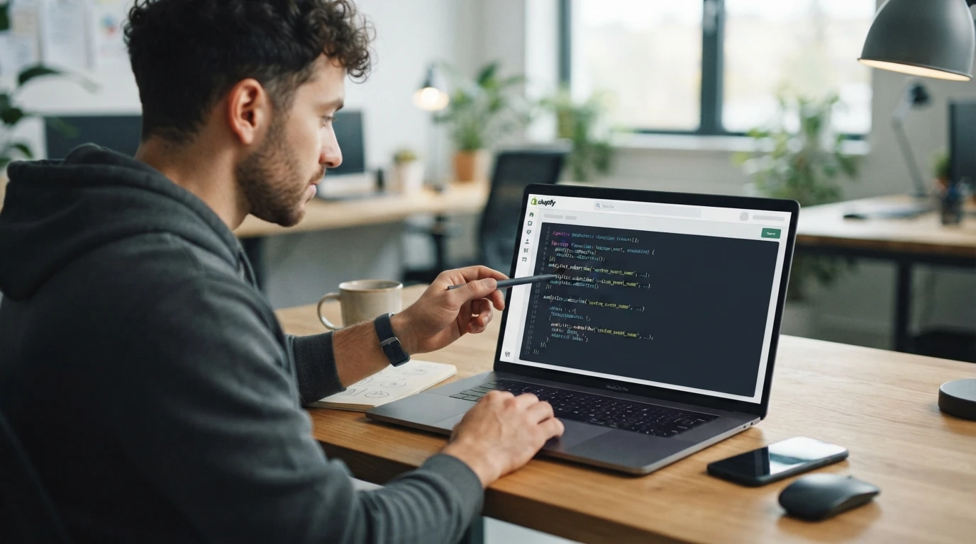 Developer editing code on a laptop