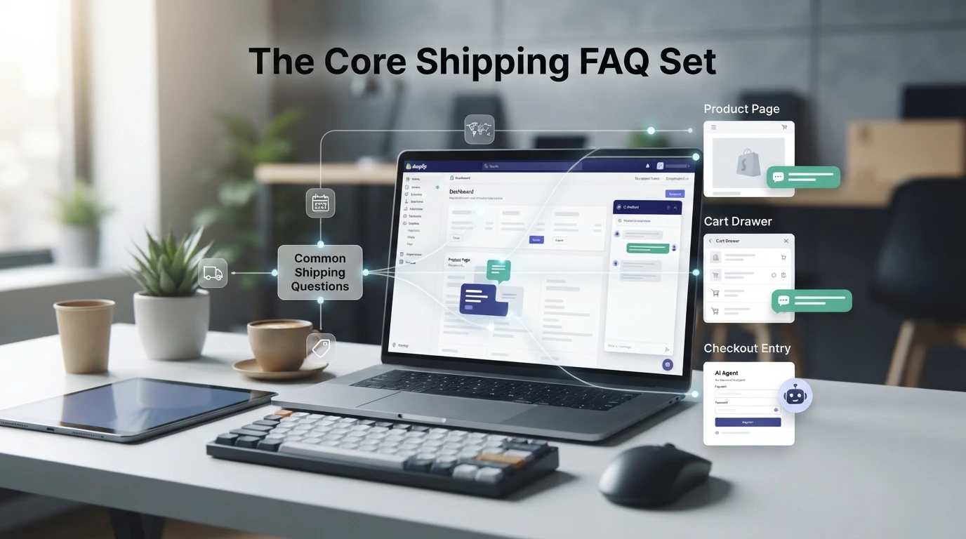 Flowchart diagram on a laptop showing shipping question paths