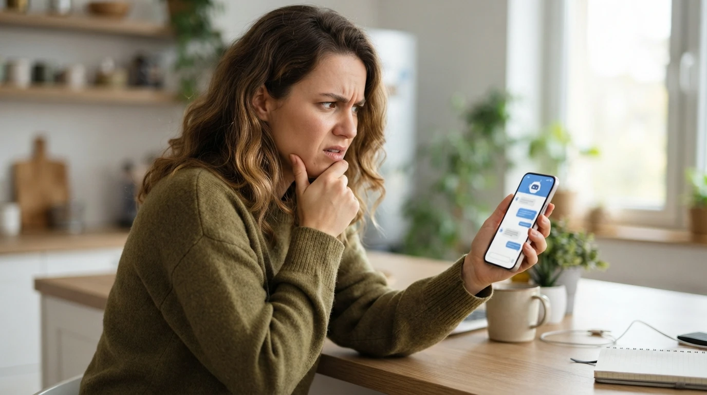 Frustrated woman staring at a smartphone