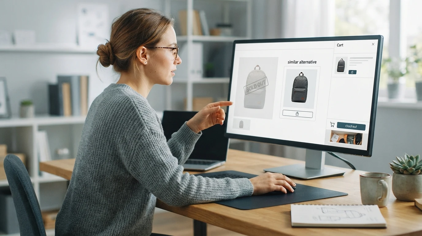 Store owner reviewing sold-out product page