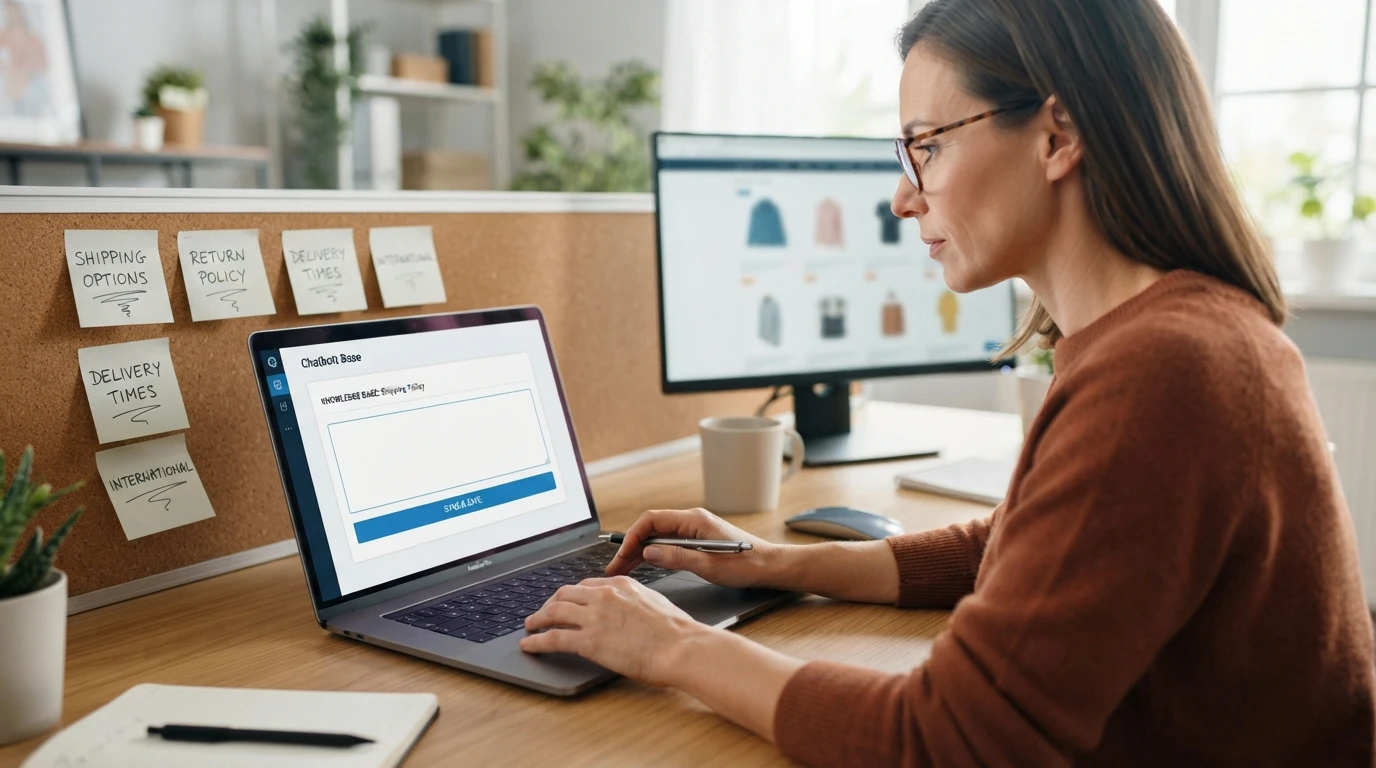 Store owner updating chatbot knowledge base