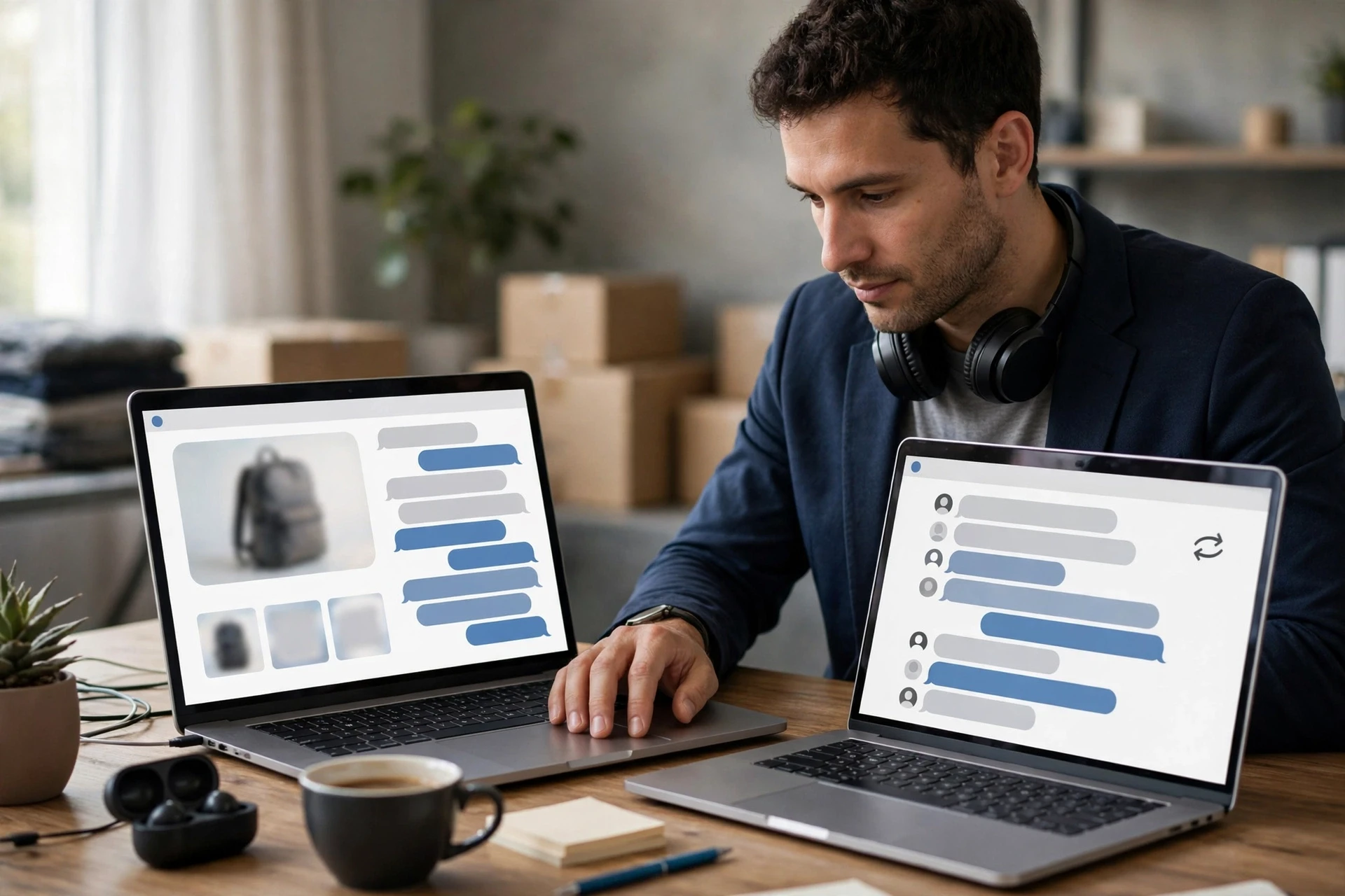 Support agent managing an ecommerce customer handoff