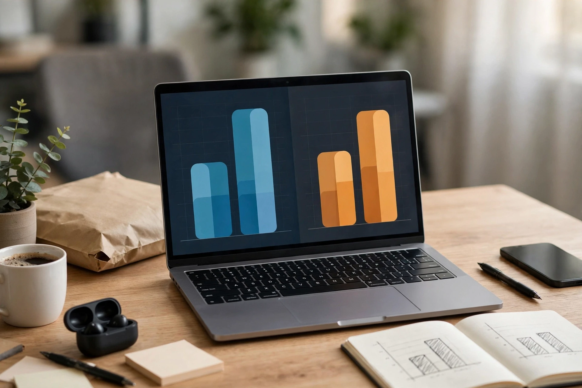 Laptop displaying attributed revenue and holdout comparison dashboards