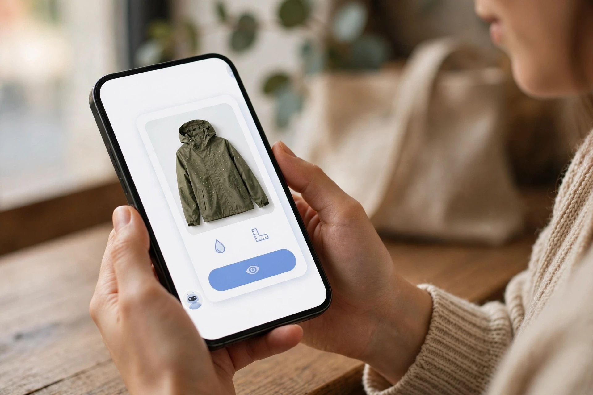 Shopper viewing product cards in a mobile chat