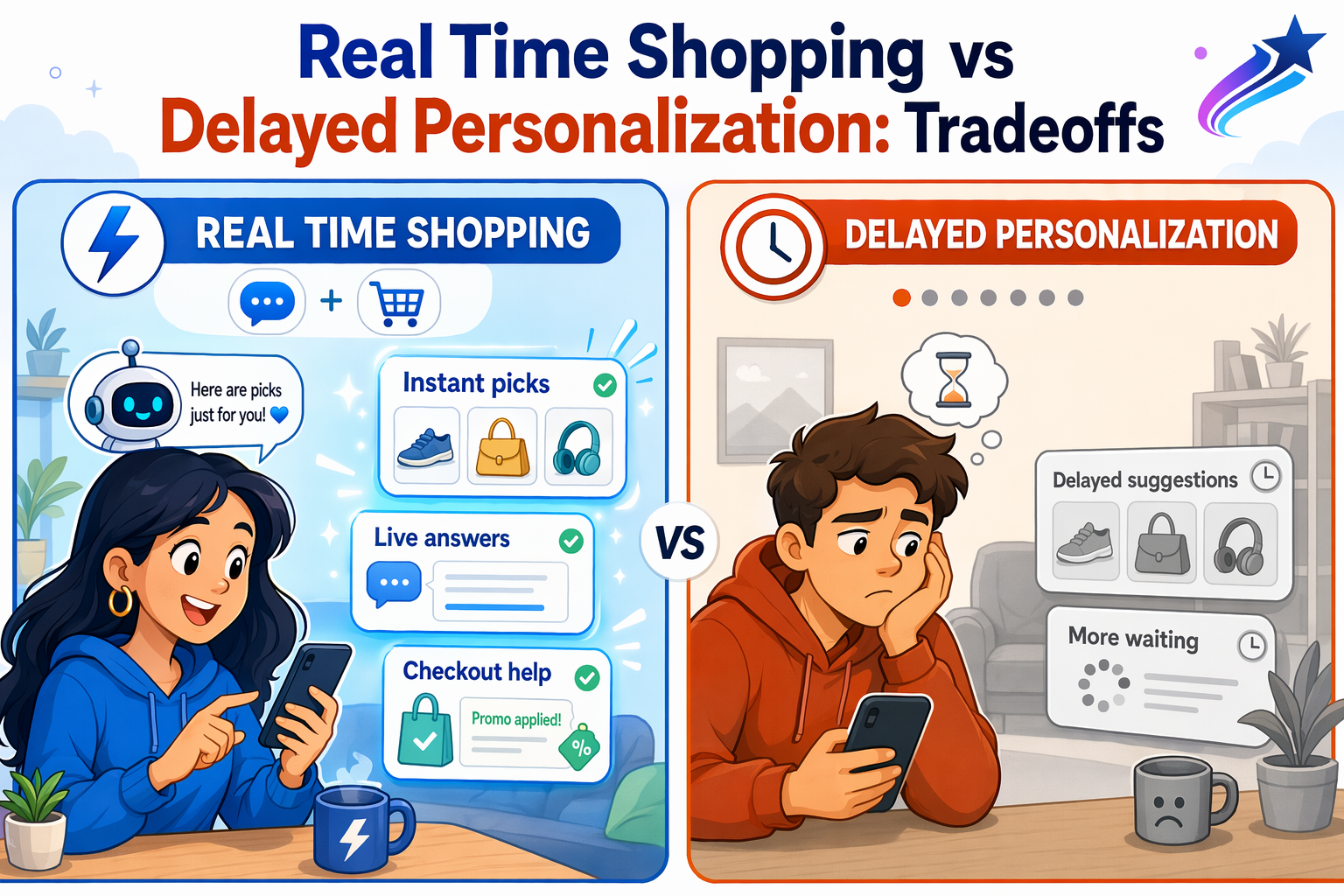 Real Time Shopping vs Delayed Personalization: Tradeoffs