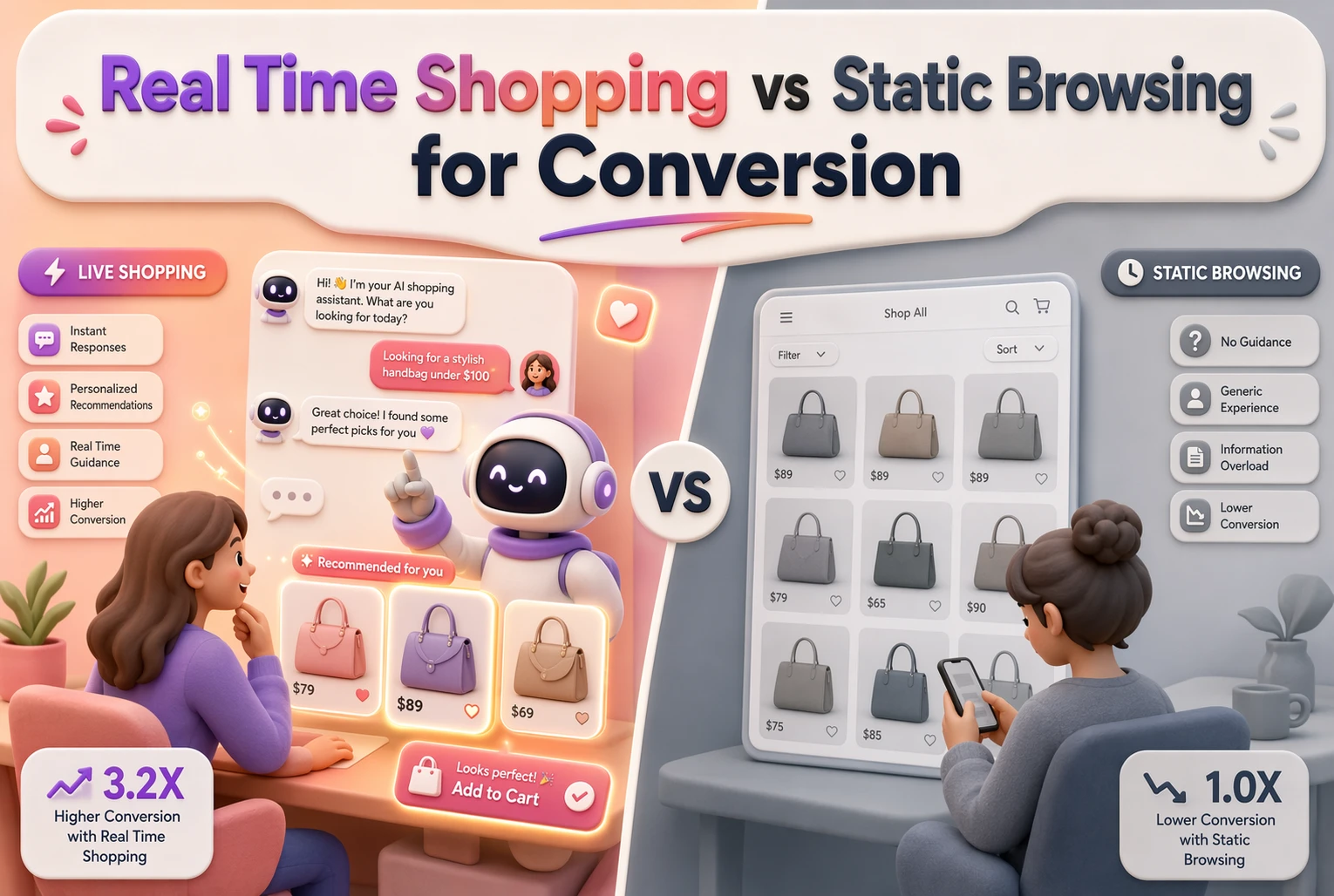 Real Time Shopping vs Static Browsing for Conversion