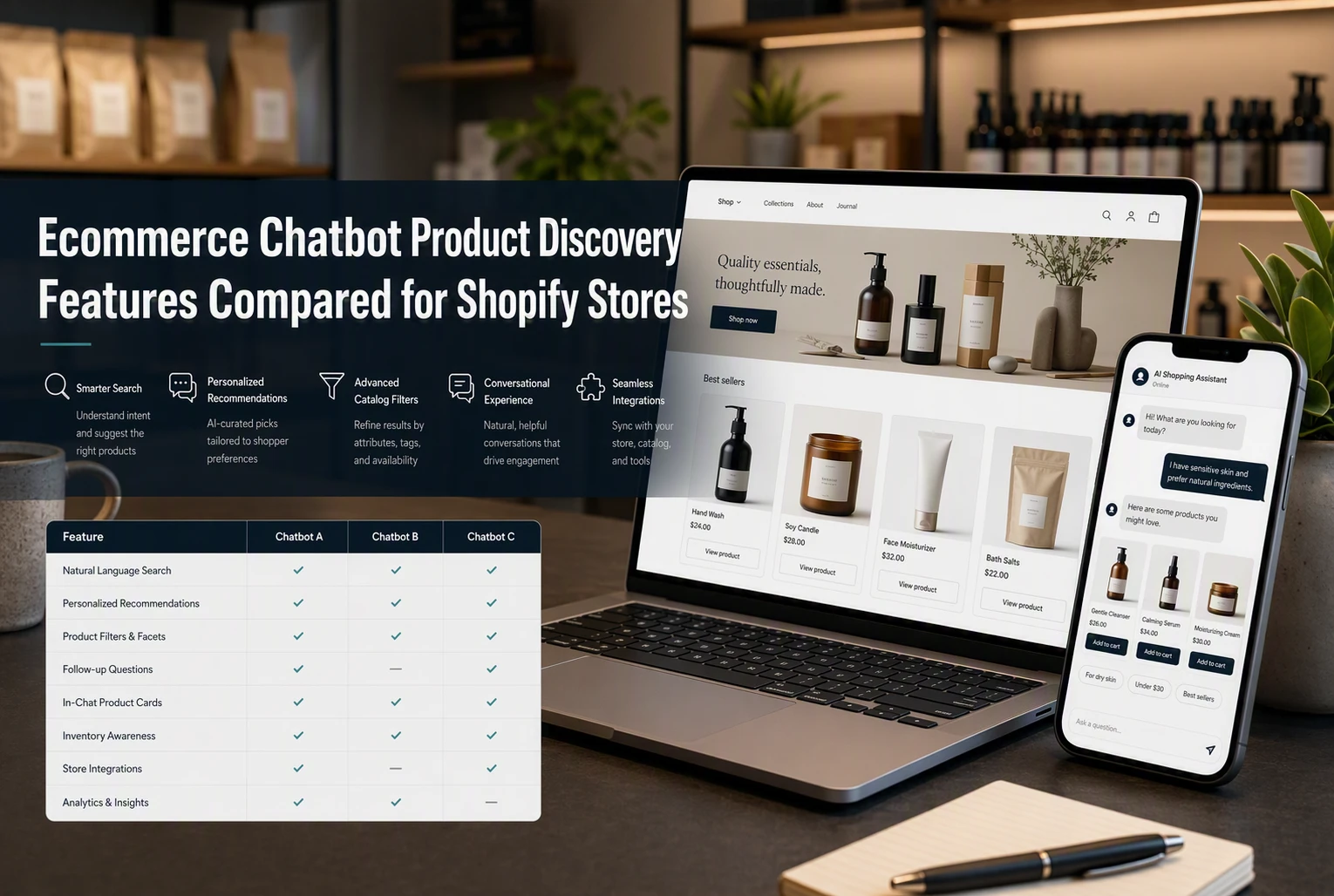 Ecommerce Chatbot Product Discovery Features Compared for Shopify Stores