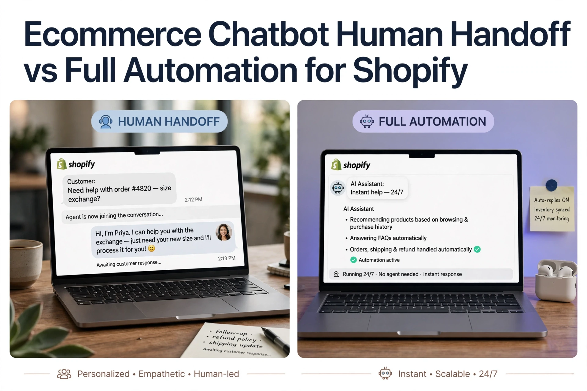 Ecommerce Chatbot Human Handoff vs Full Automation for Shopify