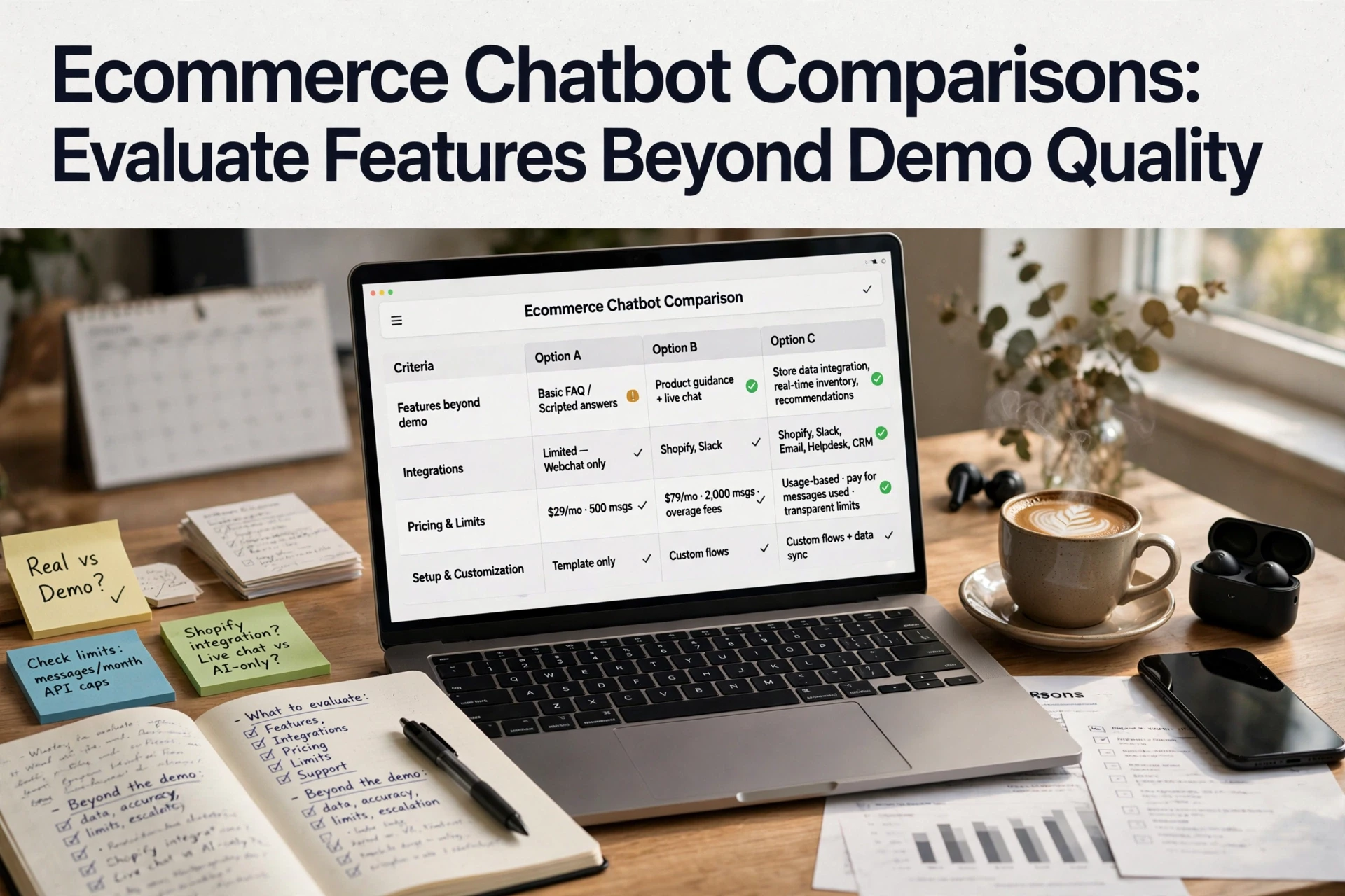 Ecommerce Chatbot Comparisons: Evaluate Features Beyond Demo Quality