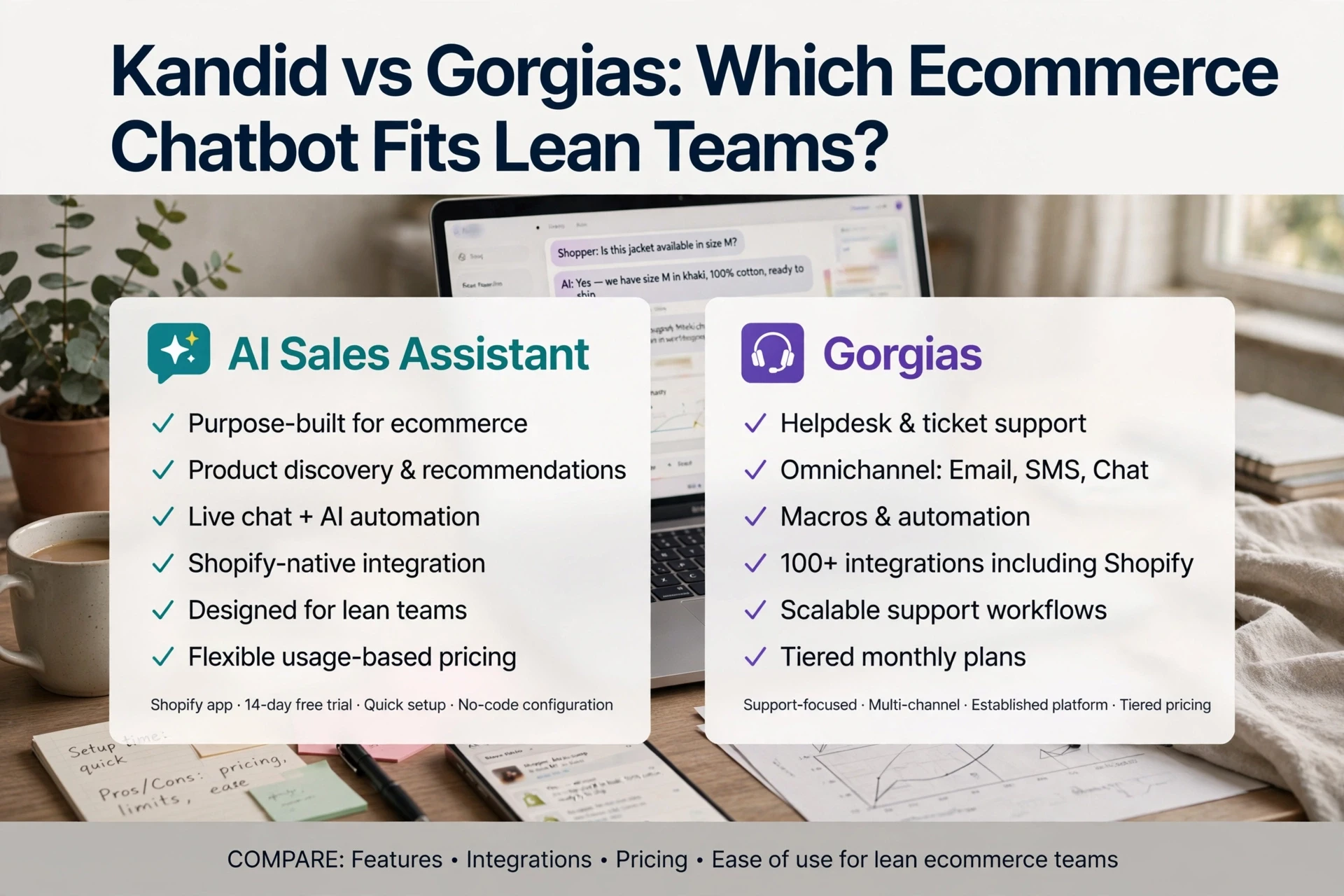 Kandid vs Gorgias: Which Ecommerce Chatbot Fits Lean Teams?