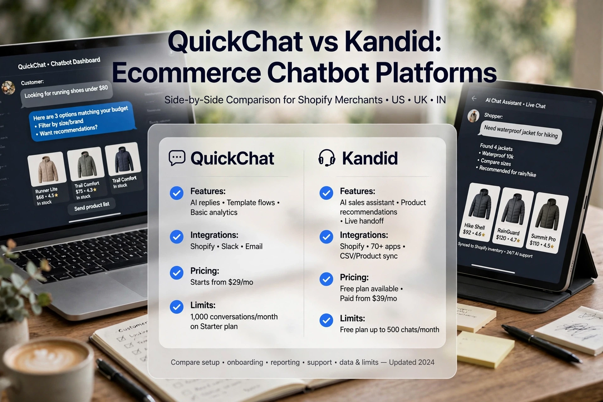 QuickChat vs Kandid: Ecommerce Chatbot Platforms