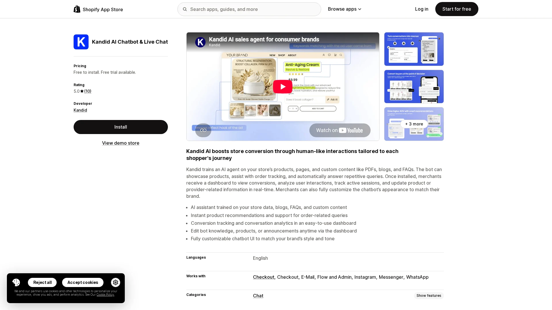 Kandid AI Chatbot &amp; Live Chat