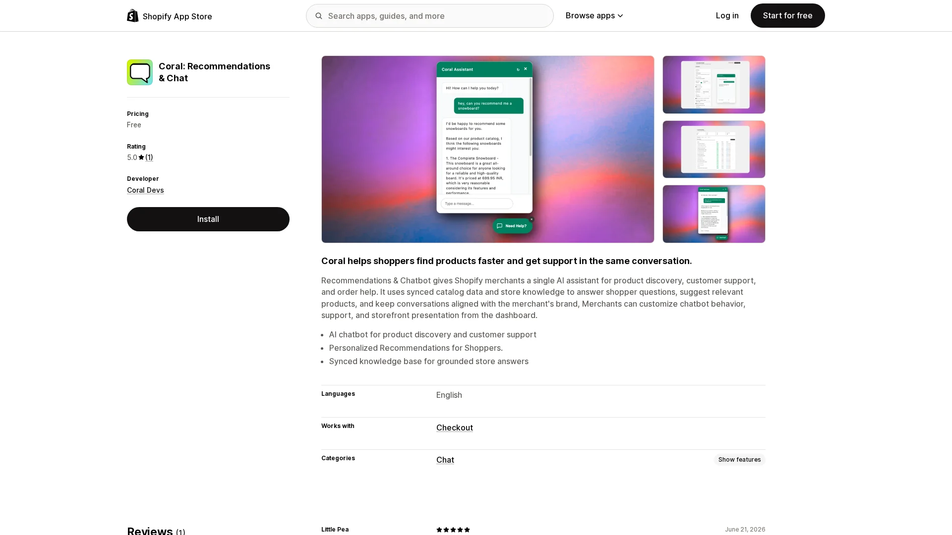 Product recommendation app