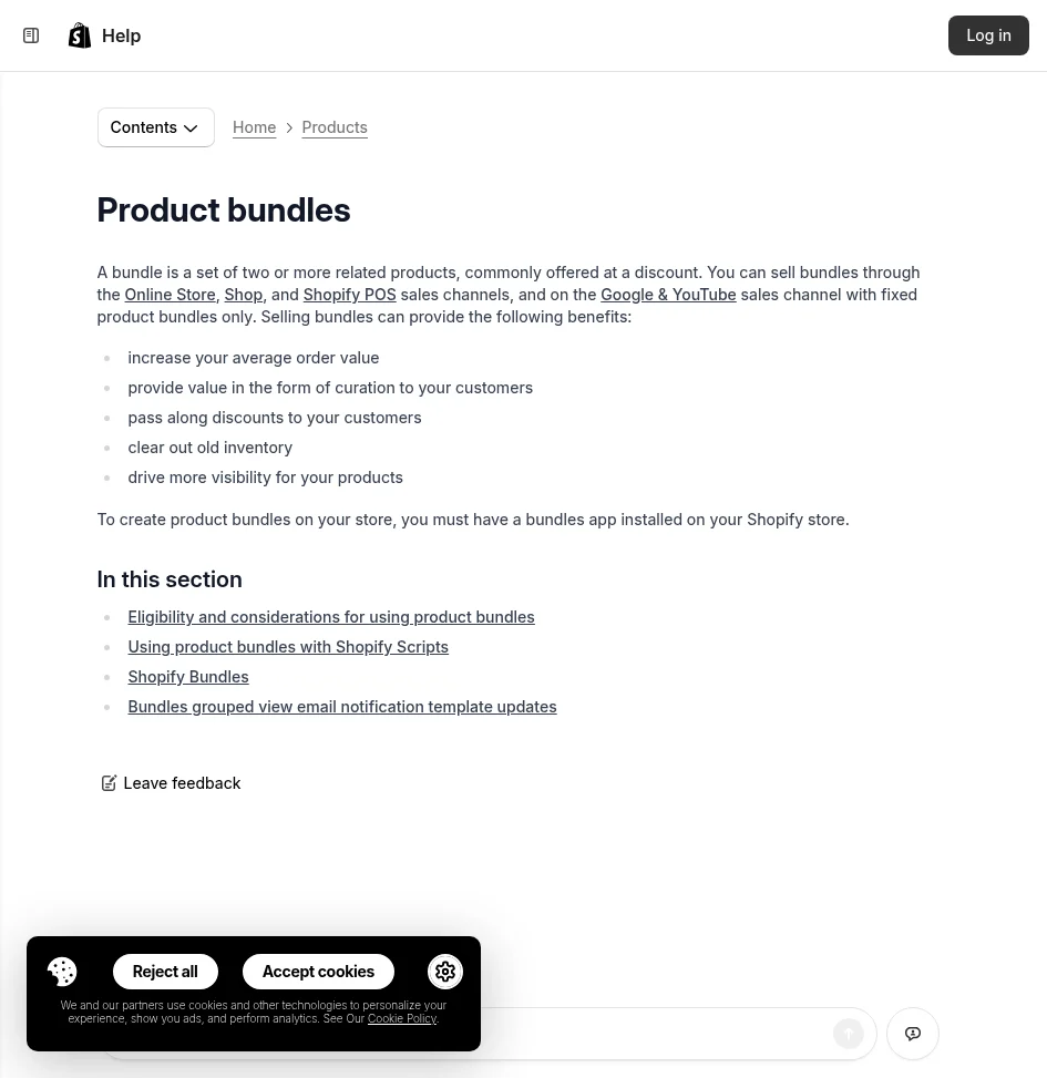 Fixed product bundles