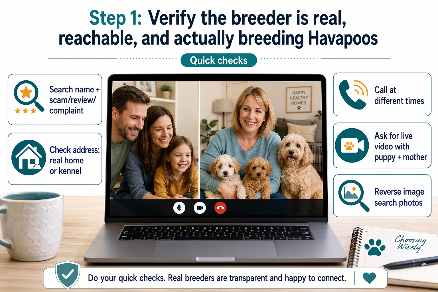 Flowchart of verification steps for reputable Havapoo breeder