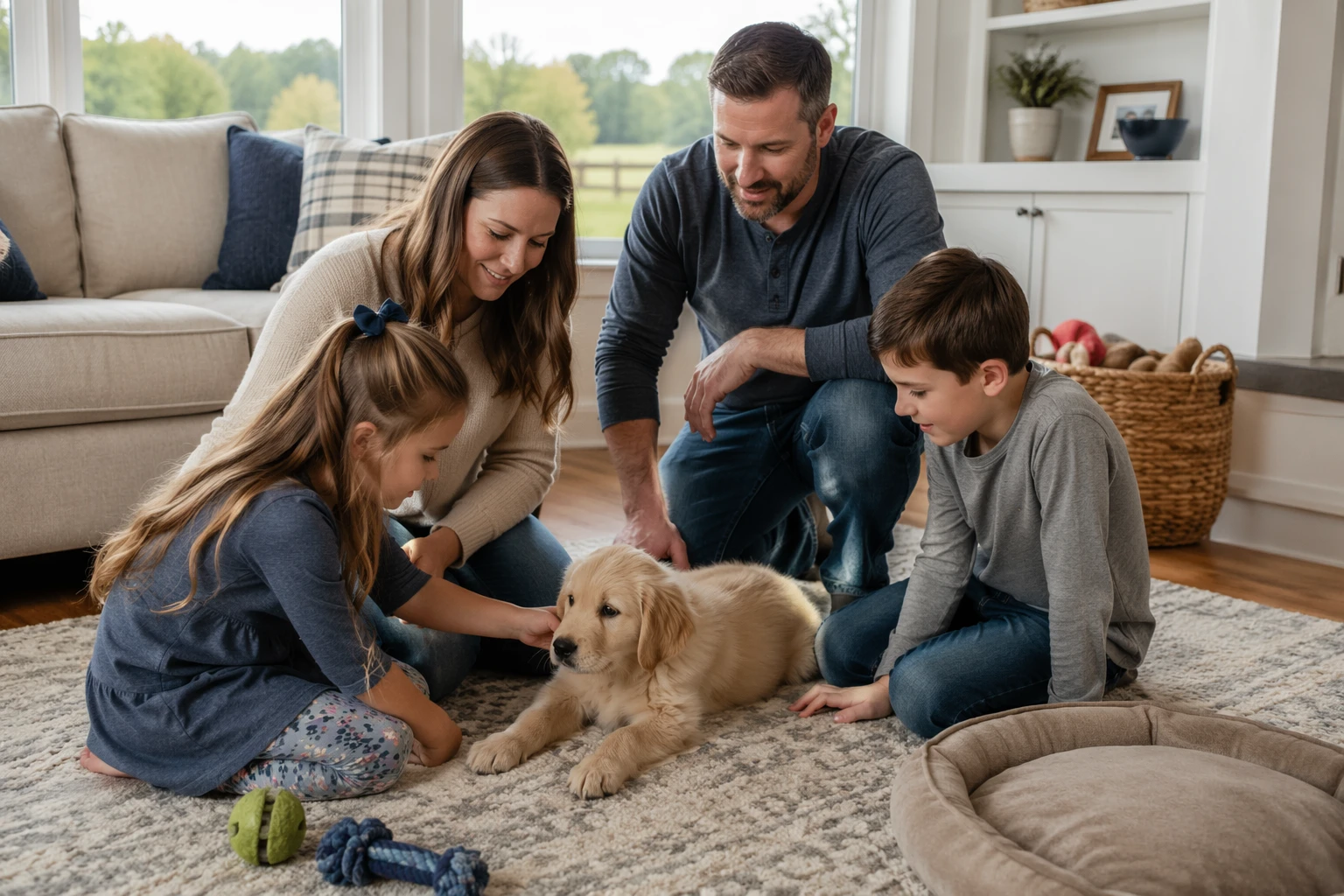 Kentucky family meeting calm puppy indoors