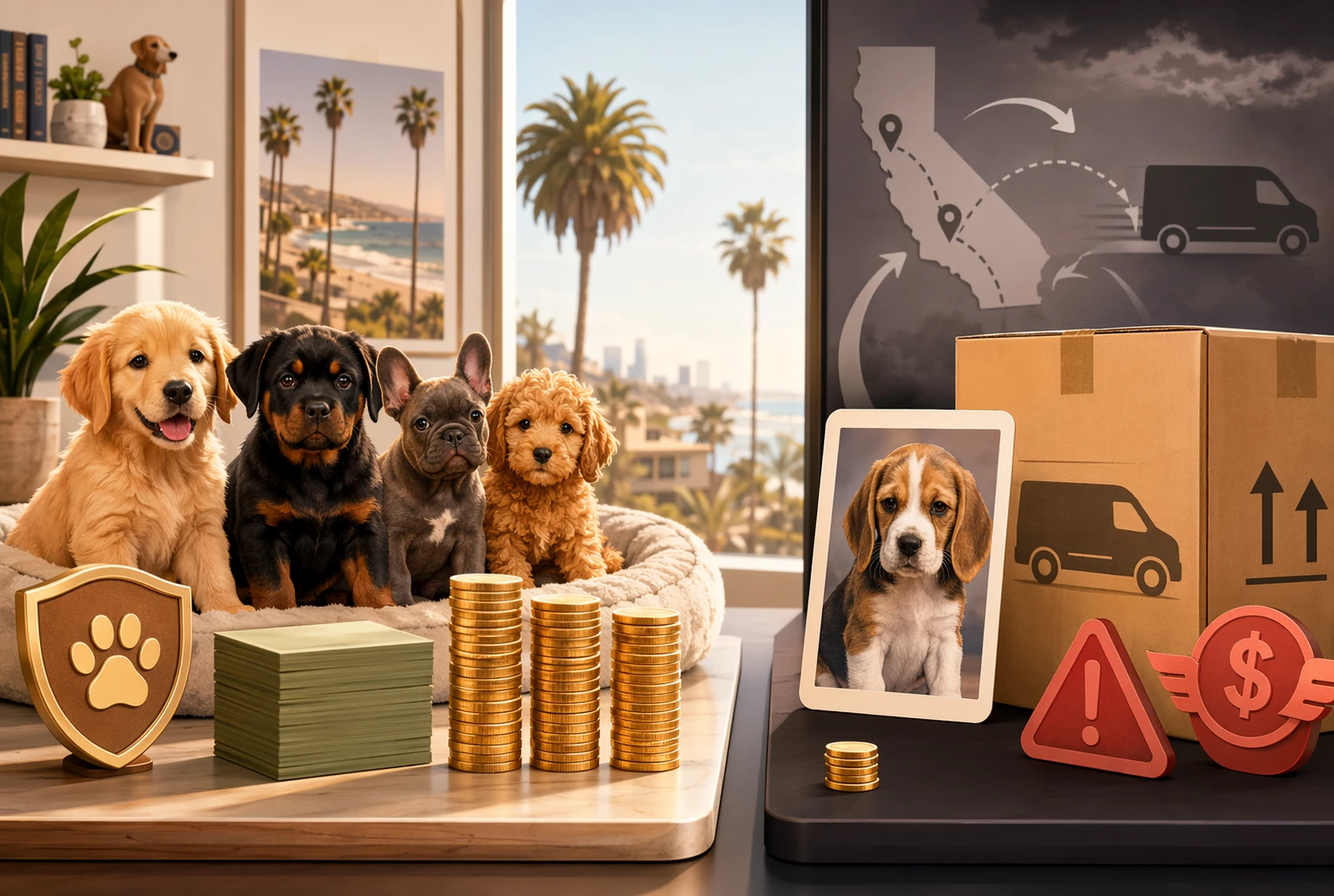 Comparison chart of puppy prices versus suspicious offers