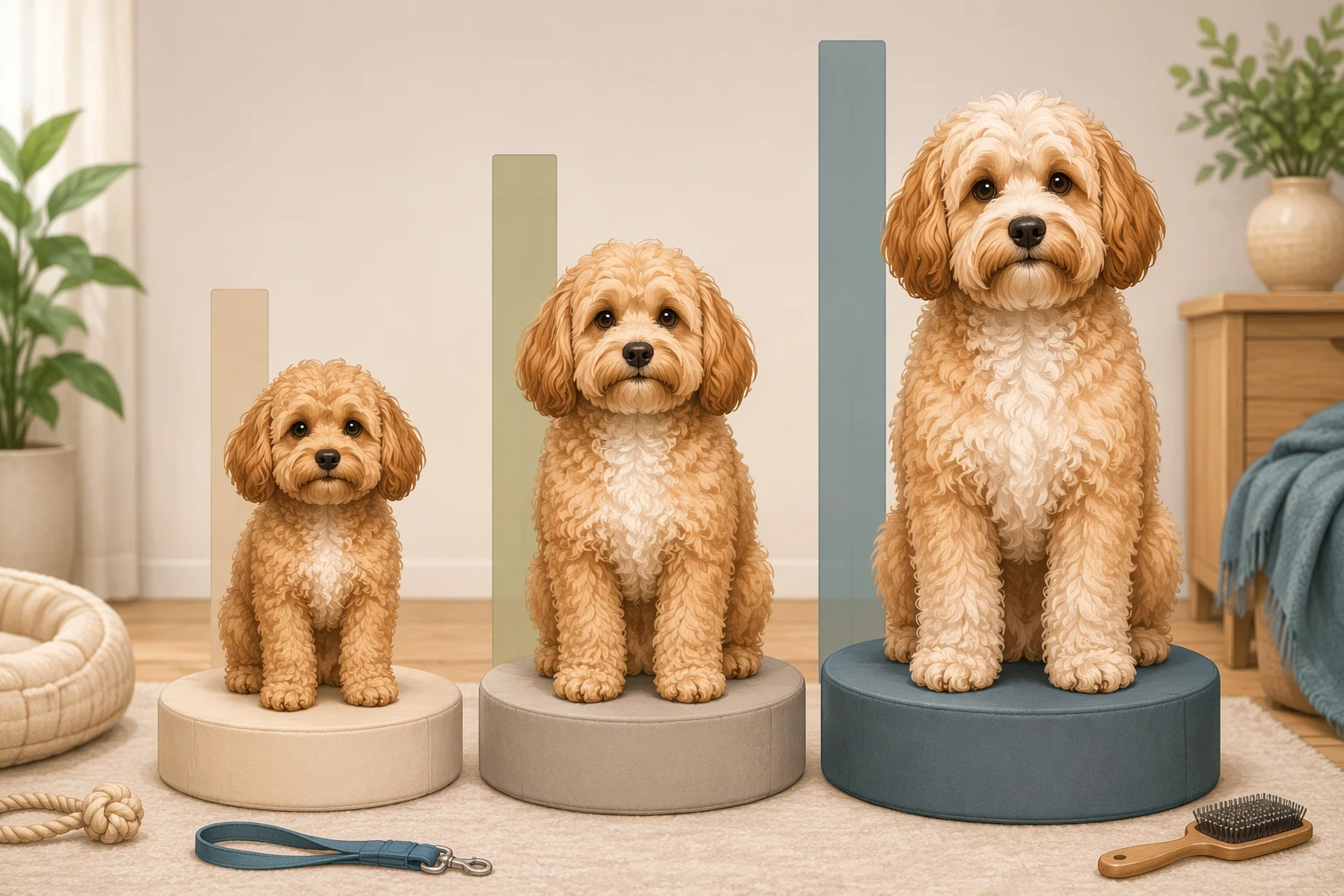 Cartoon Havapoo size comparison chart