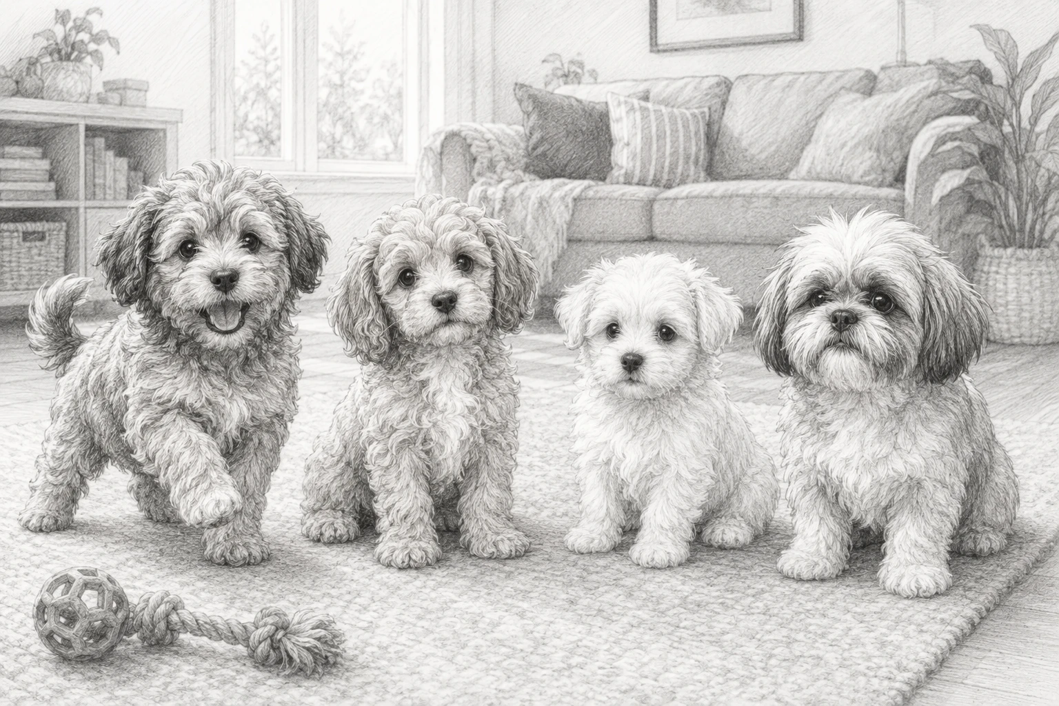Comparison chart of small doodle puppies