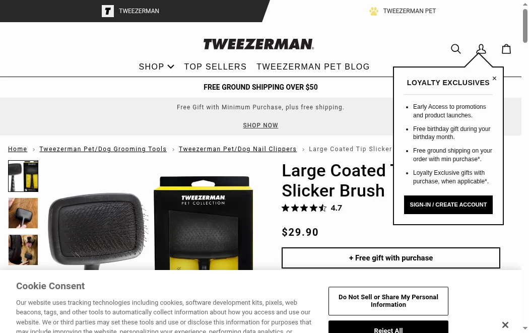 Tweezerman Large Coated Tip Slicker Brush