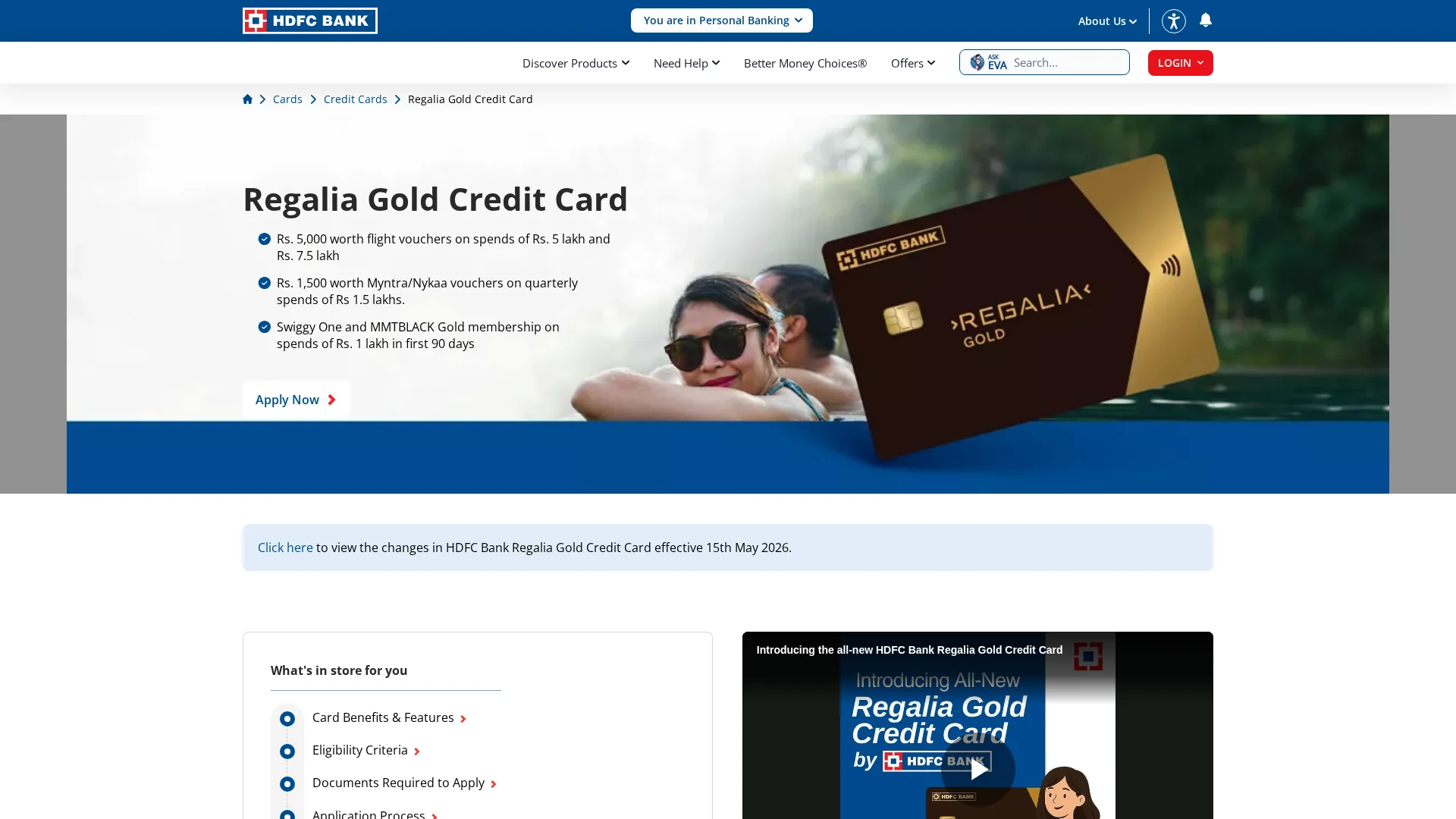HDFC Bank Regalia Gold Credit Card