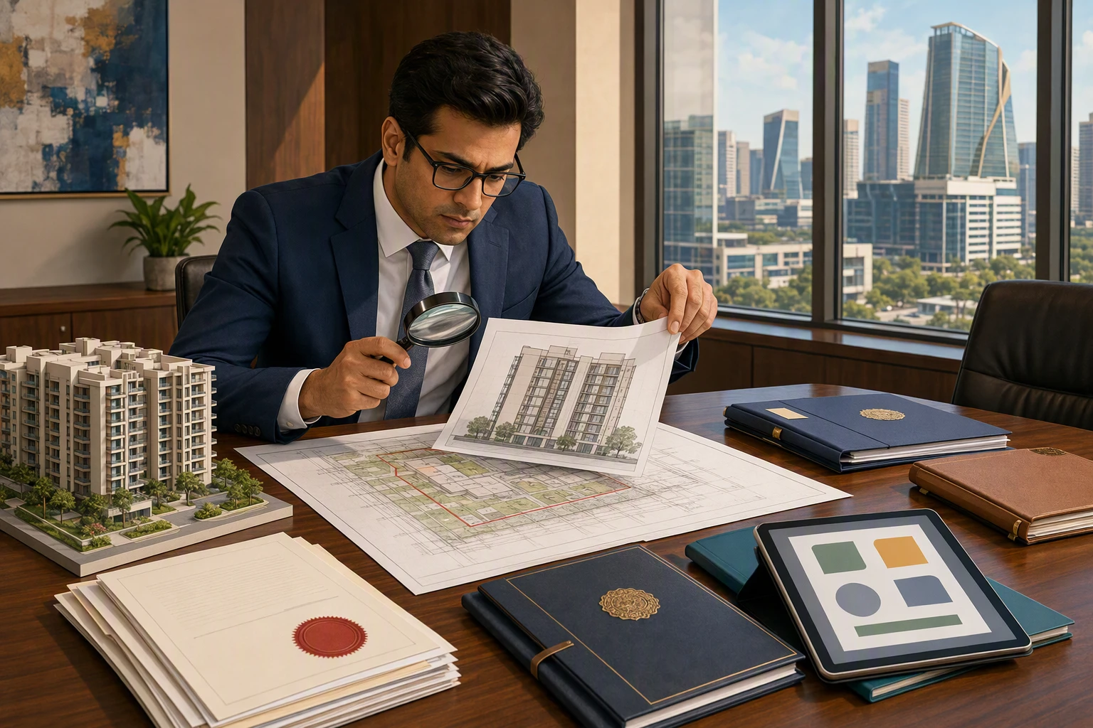 Lawyer cross-checks project licence plans and title documents