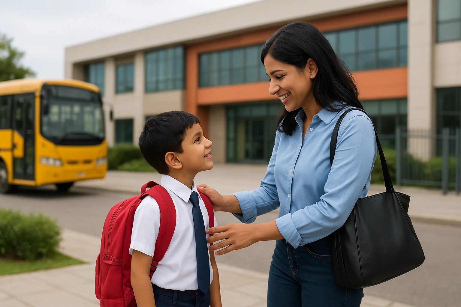 Parent collecting child outside Gurugram school gate