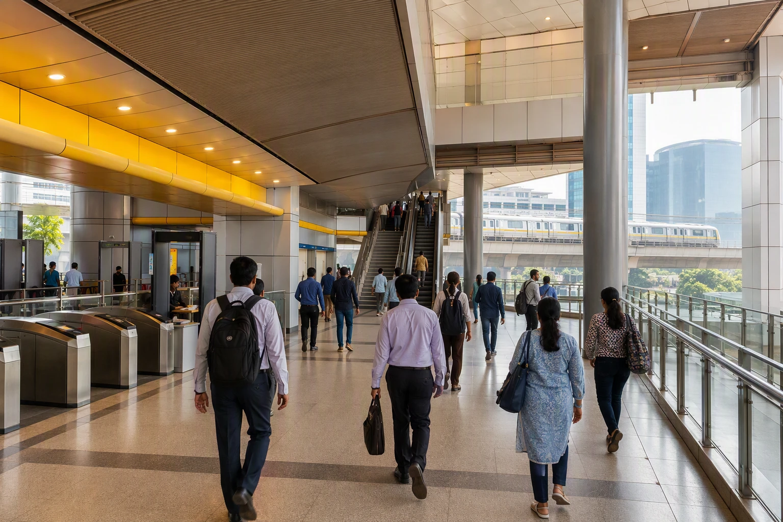 Commuters walking through Millennium City Centre concourse