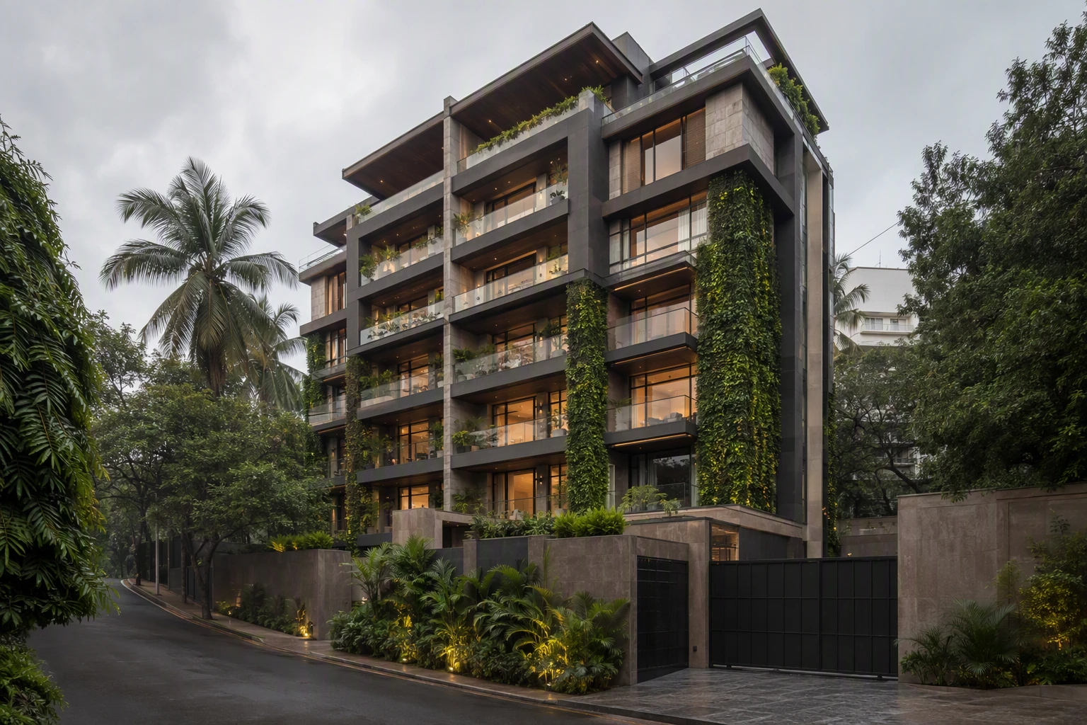 Modern grey Pali Hill bungalow with vertical gardens