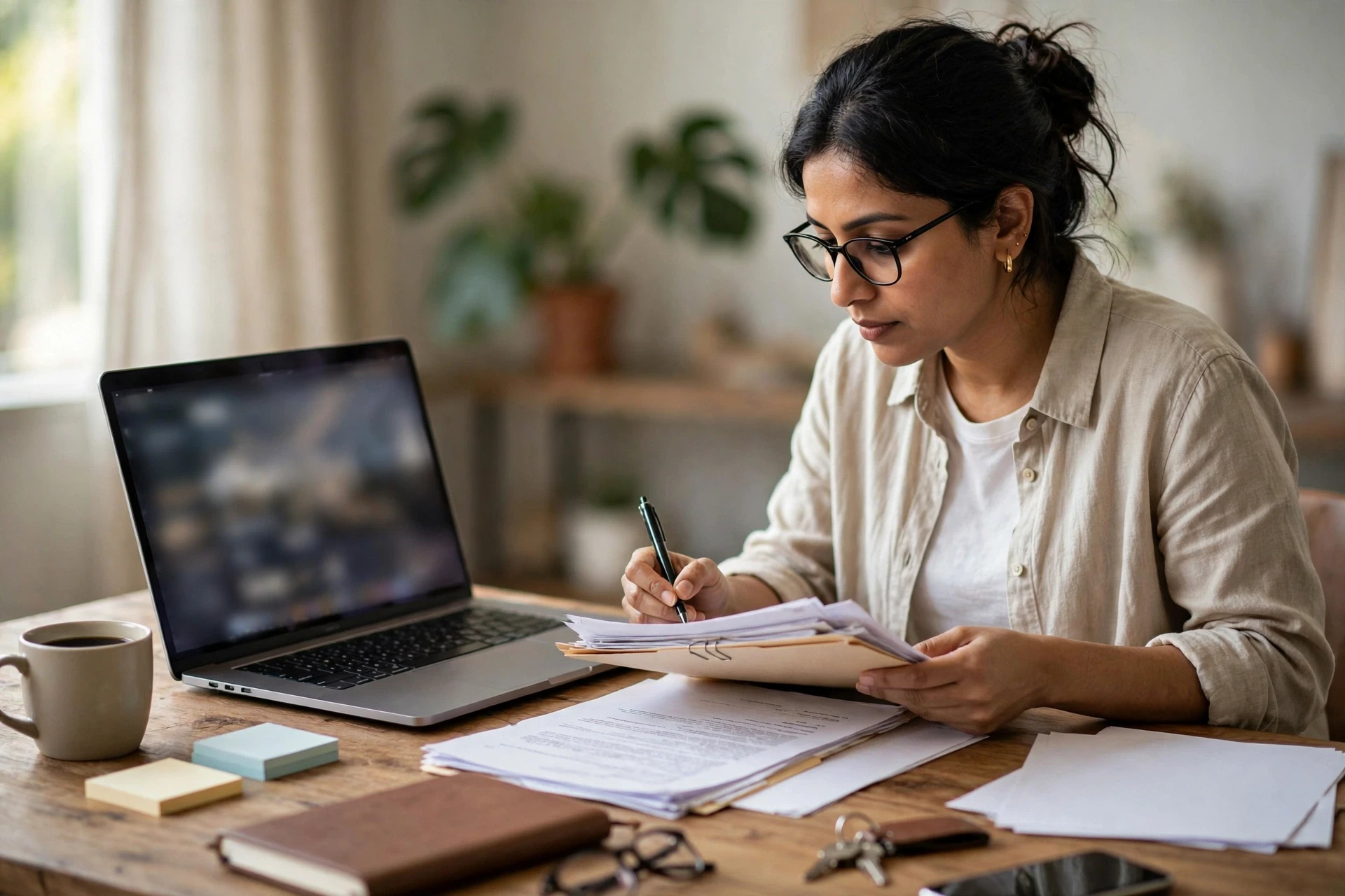 Homebuyer reviewing RERA records on laptop