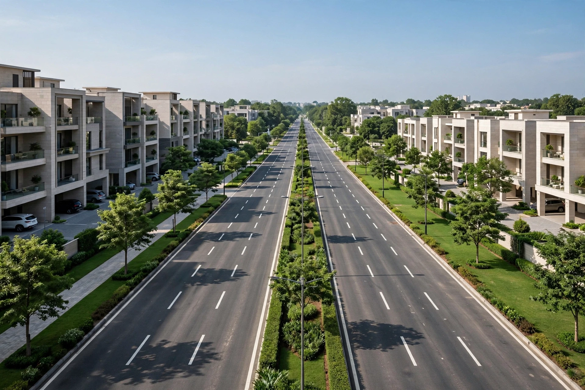 Low-rise residential buildings along Gurugram corridor