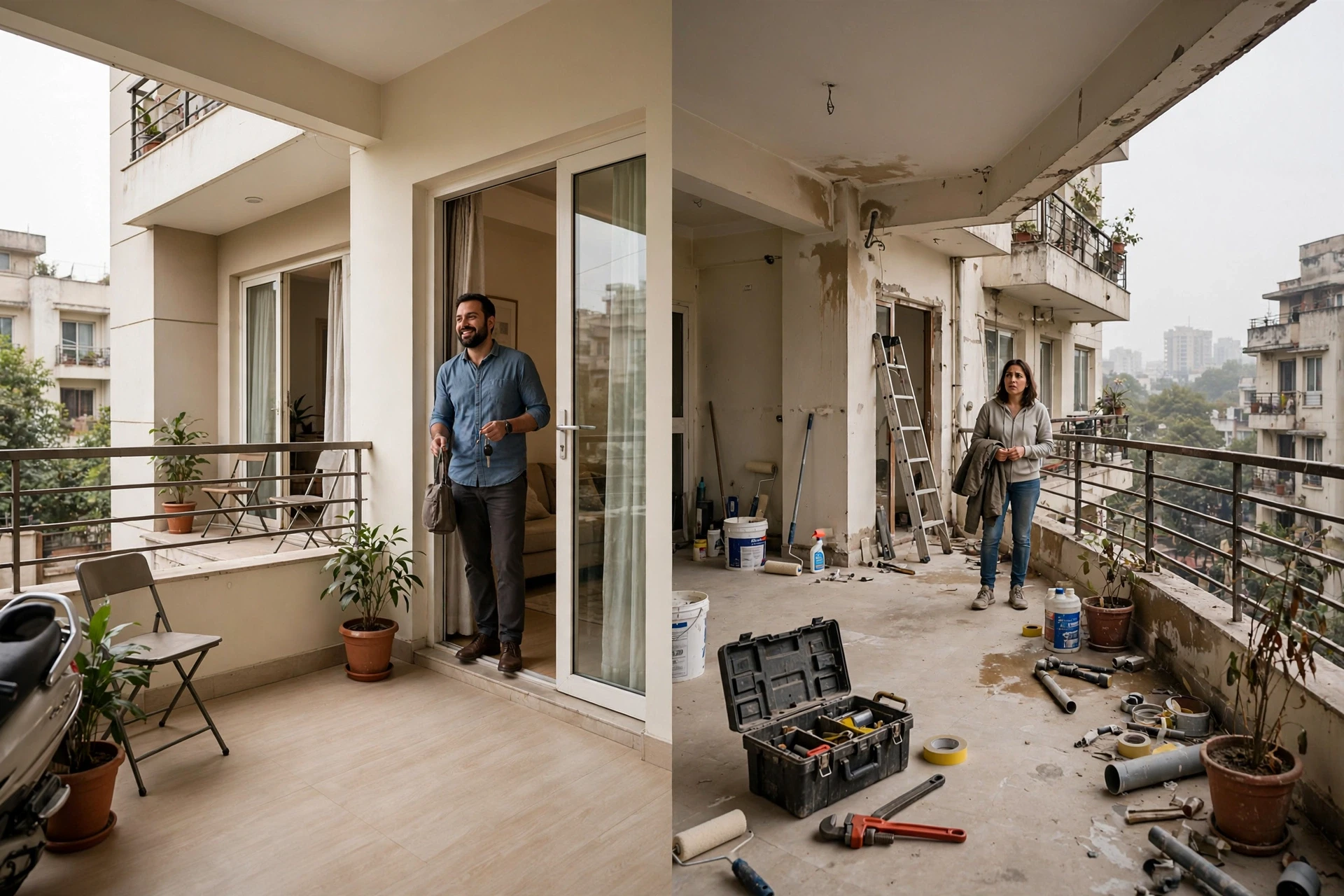 Two builder floors compared side by side