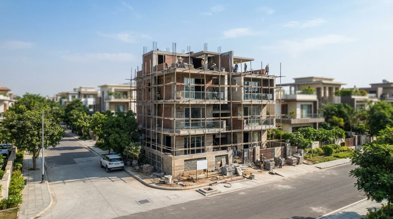 Luxury low-rise builder floor under construction in Gurgaon