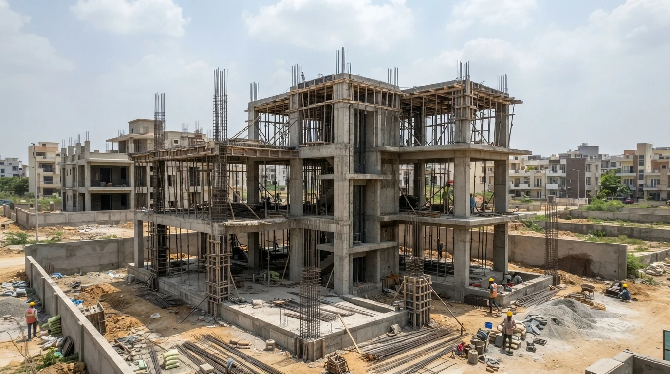 Exposed RCC frame under construction in Gurgaon