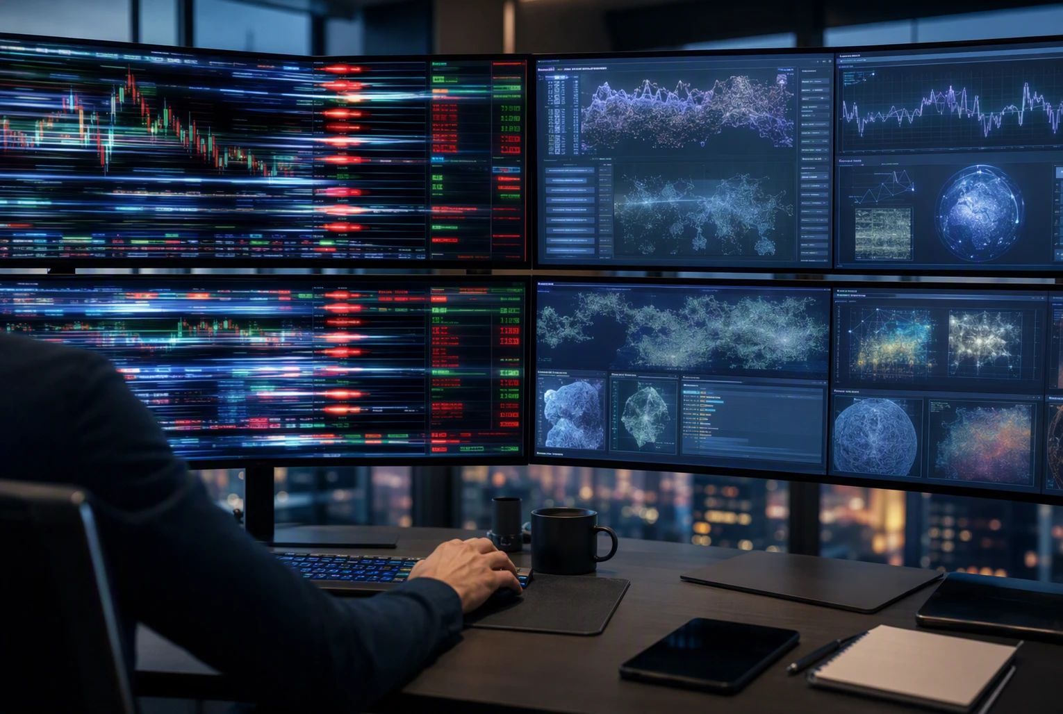Trader analyzing AI stock scanning dashboard